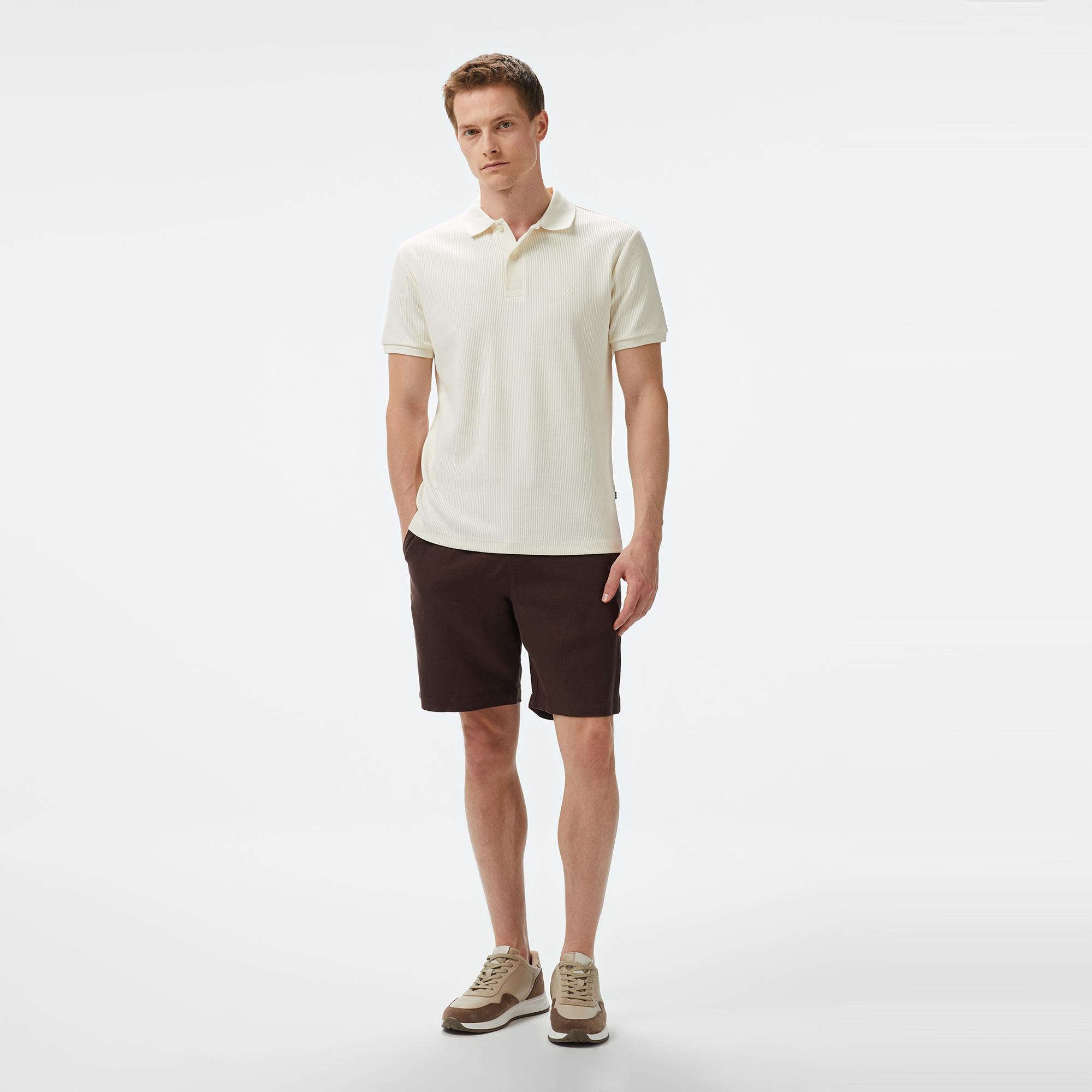 Nautica Erkek Krem Rengi Slim Fit Polo Yaka T-Shirt