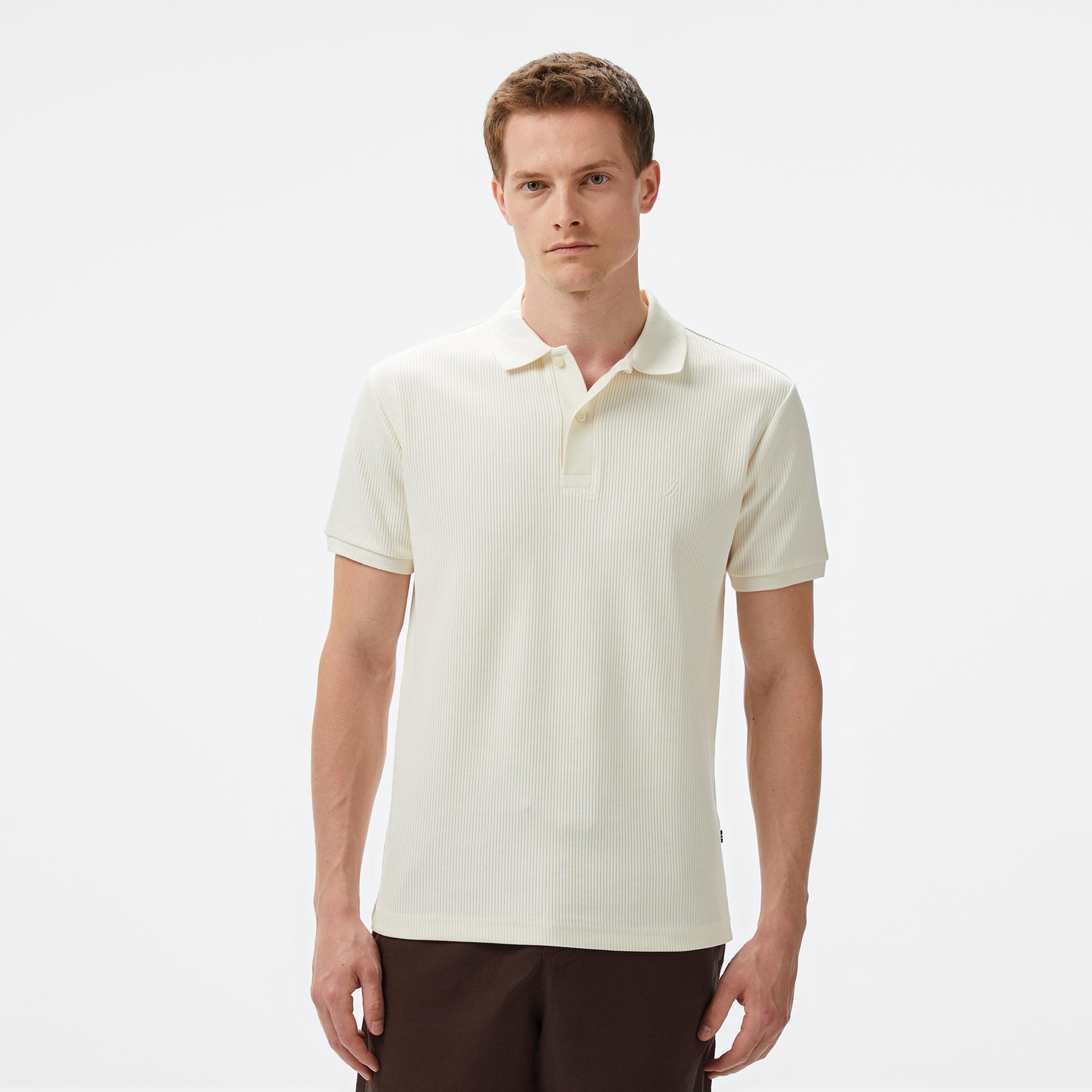 Nautica Erkek Krem Rengi Slim Fit Polo Yaka T-Shirt