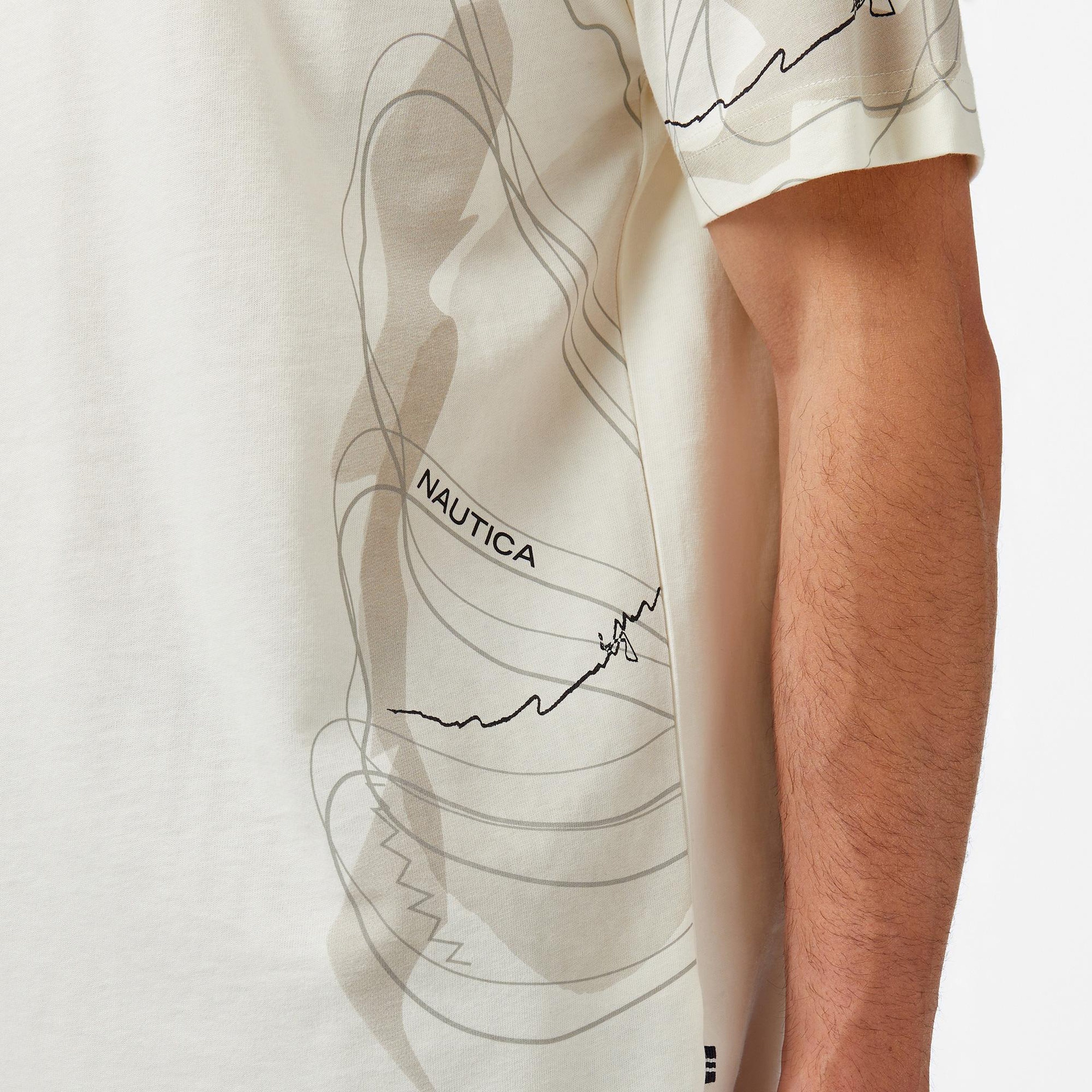 Nautica Erkek Krem Rengi Regular Fit Baskılı T-Shirt