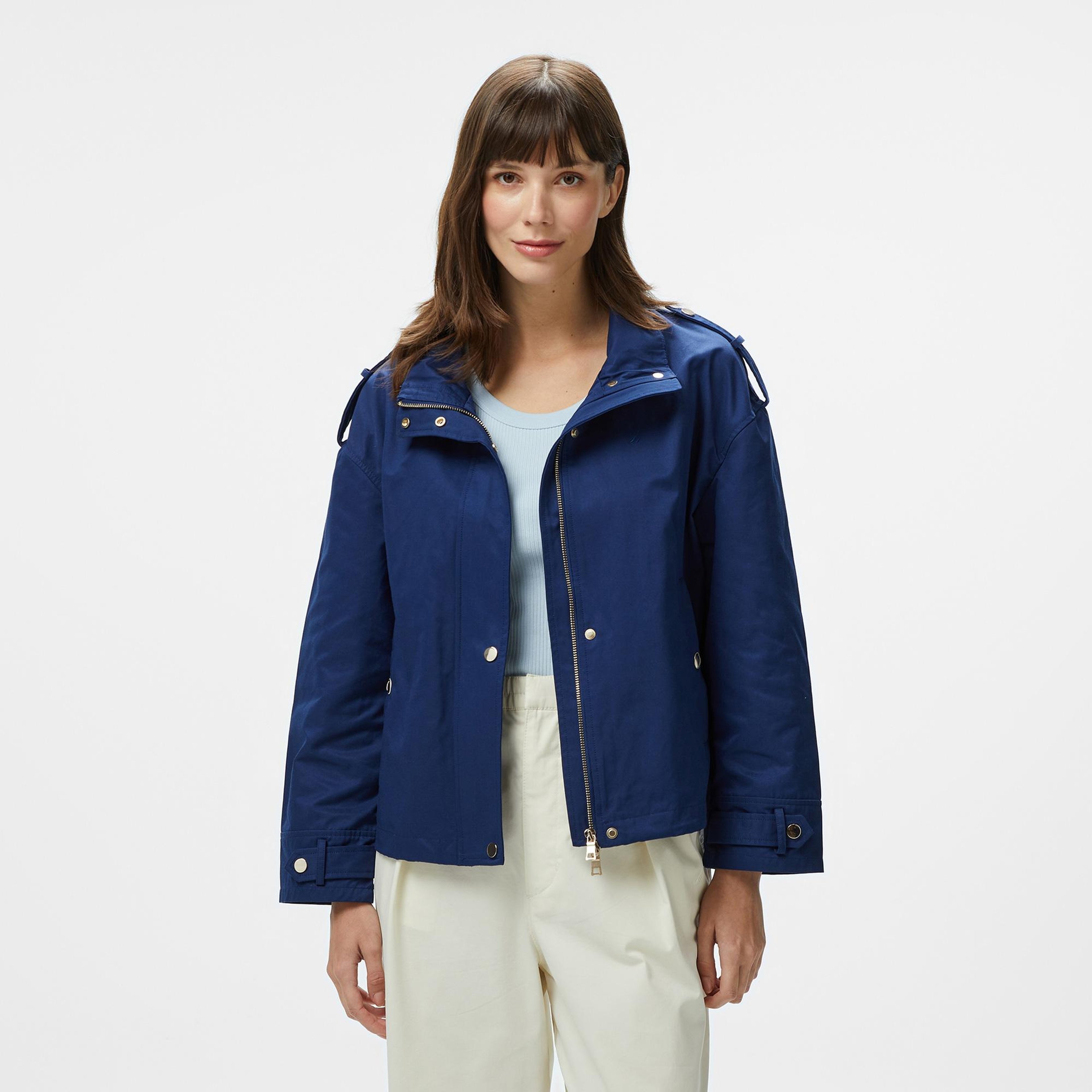 Nautica Kadın Lacivert Regular Fit Dik Yaka Mont