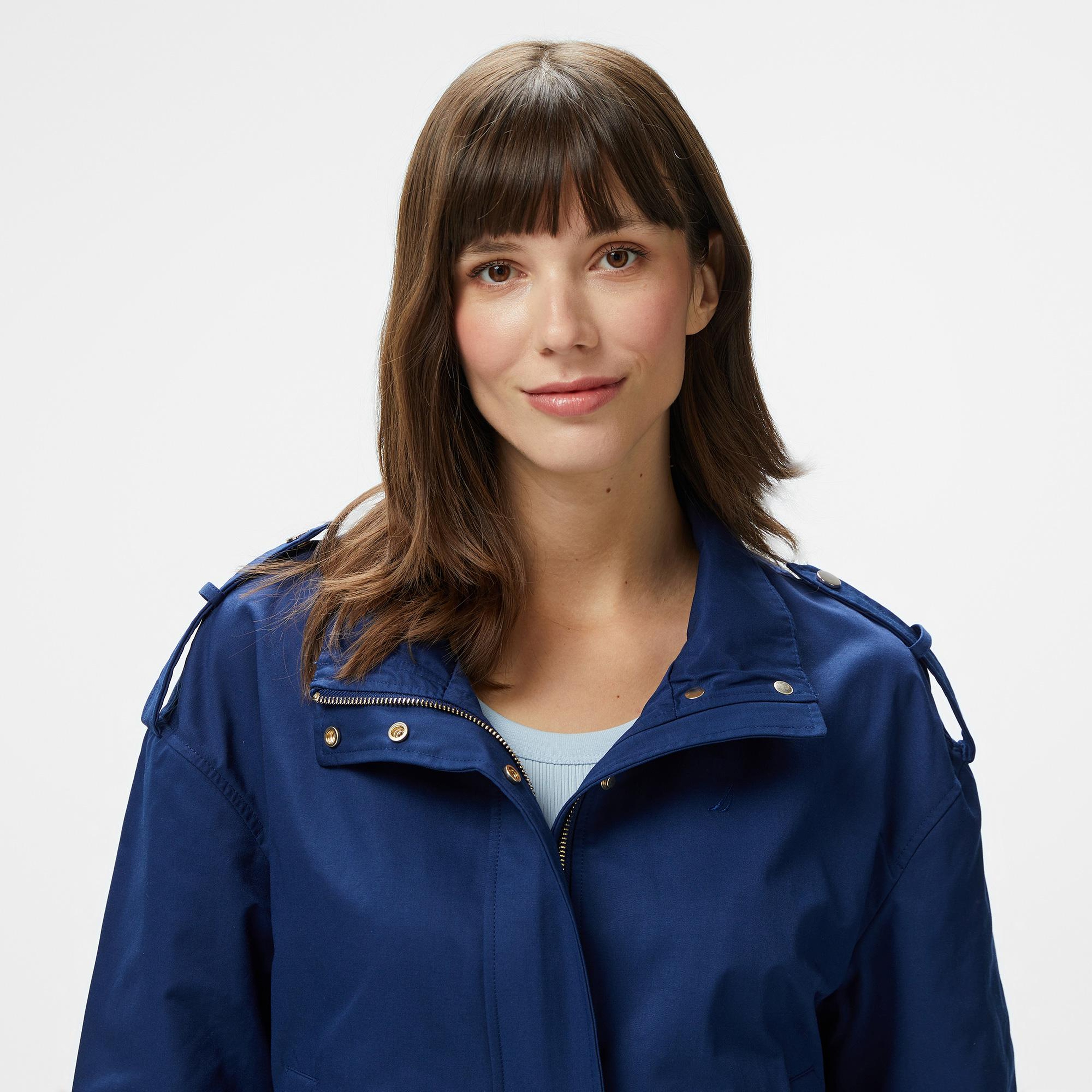 Nautica Kadın Lacivert Regular Fit Dik Yaka Mont