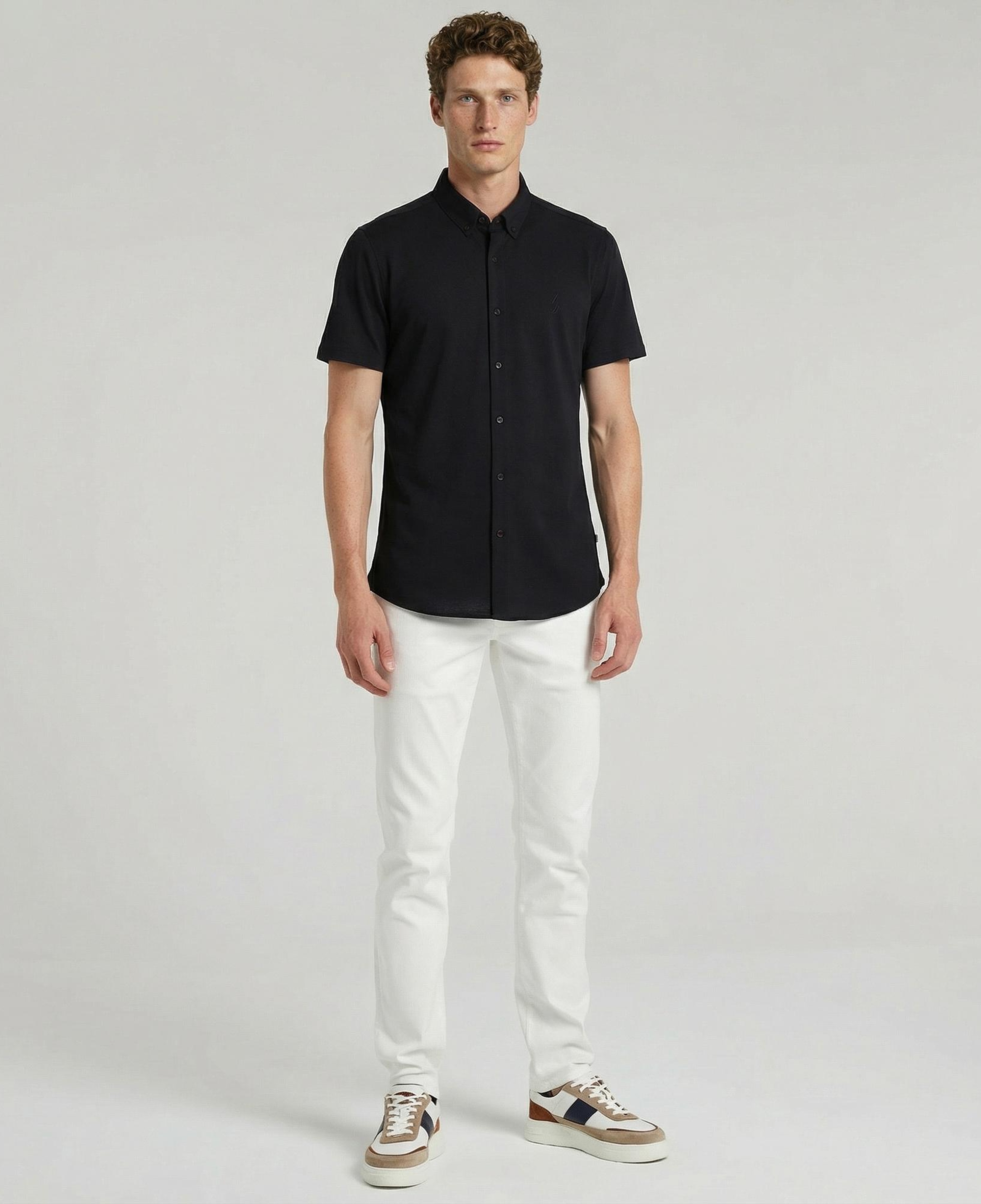 Nautica Erkek Siyah Slim Fit Kısa Kollu Gömlek