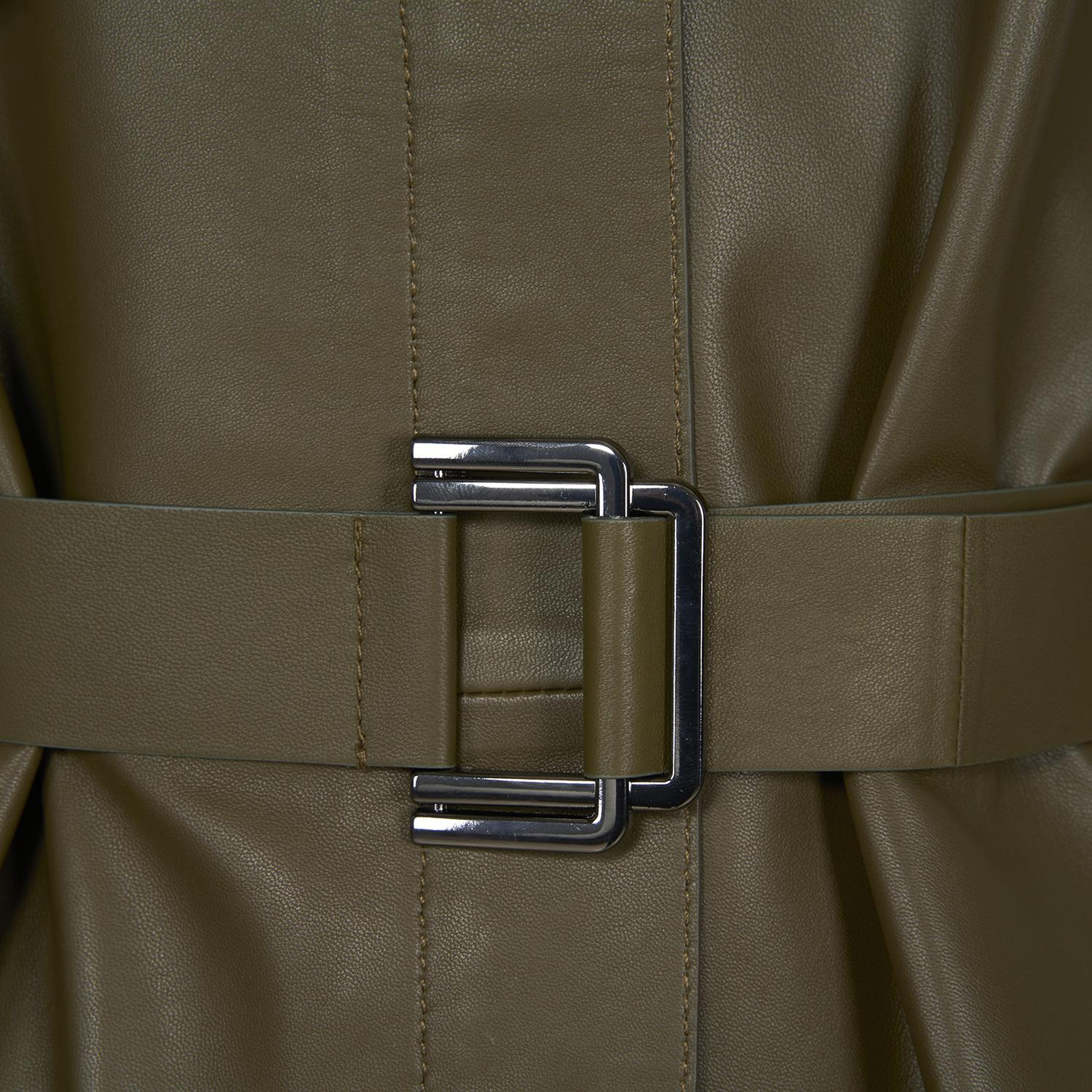 Kelly Yeşil Kadın Deri Trençkot