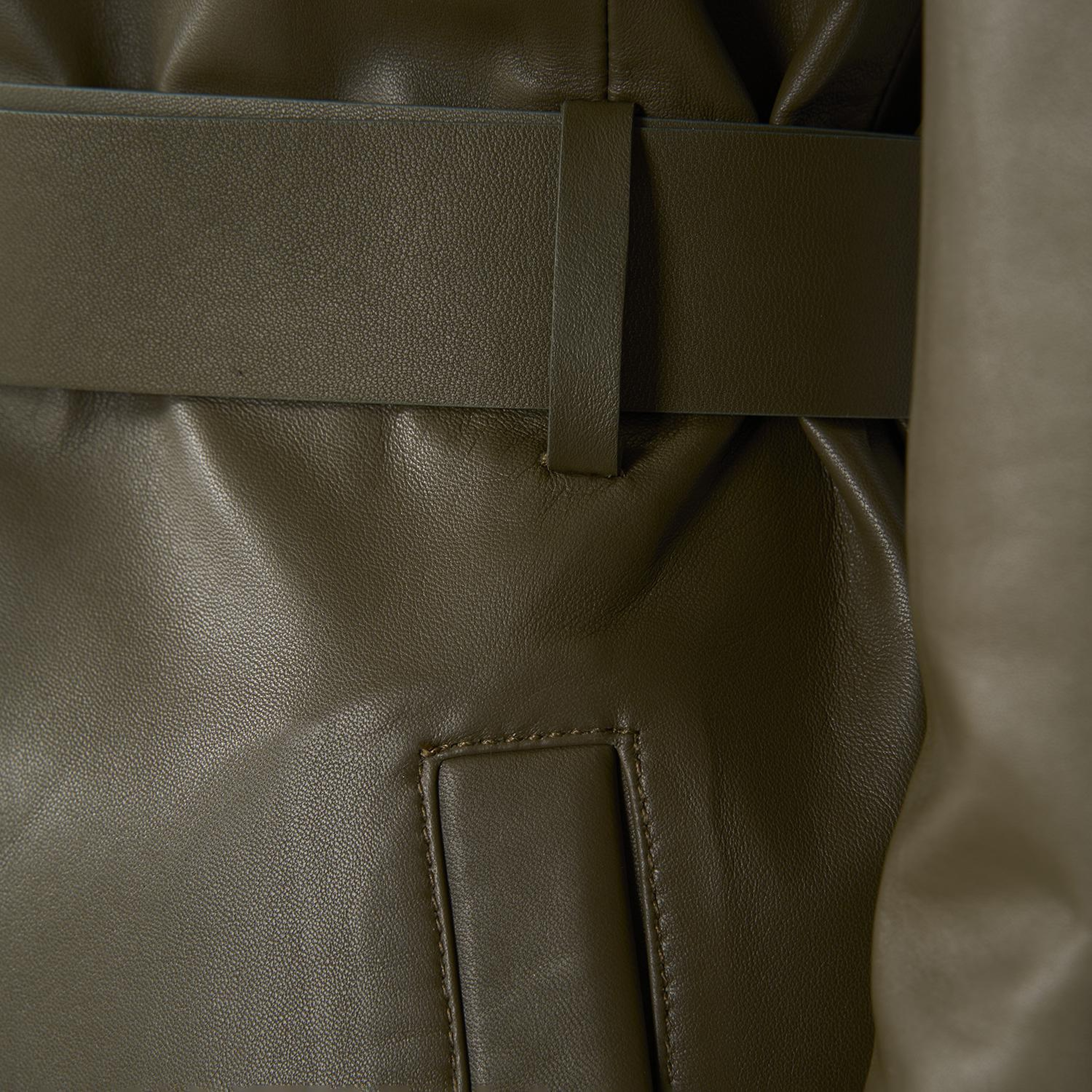 Kelly Yeşil Kadın Deri Trençkot