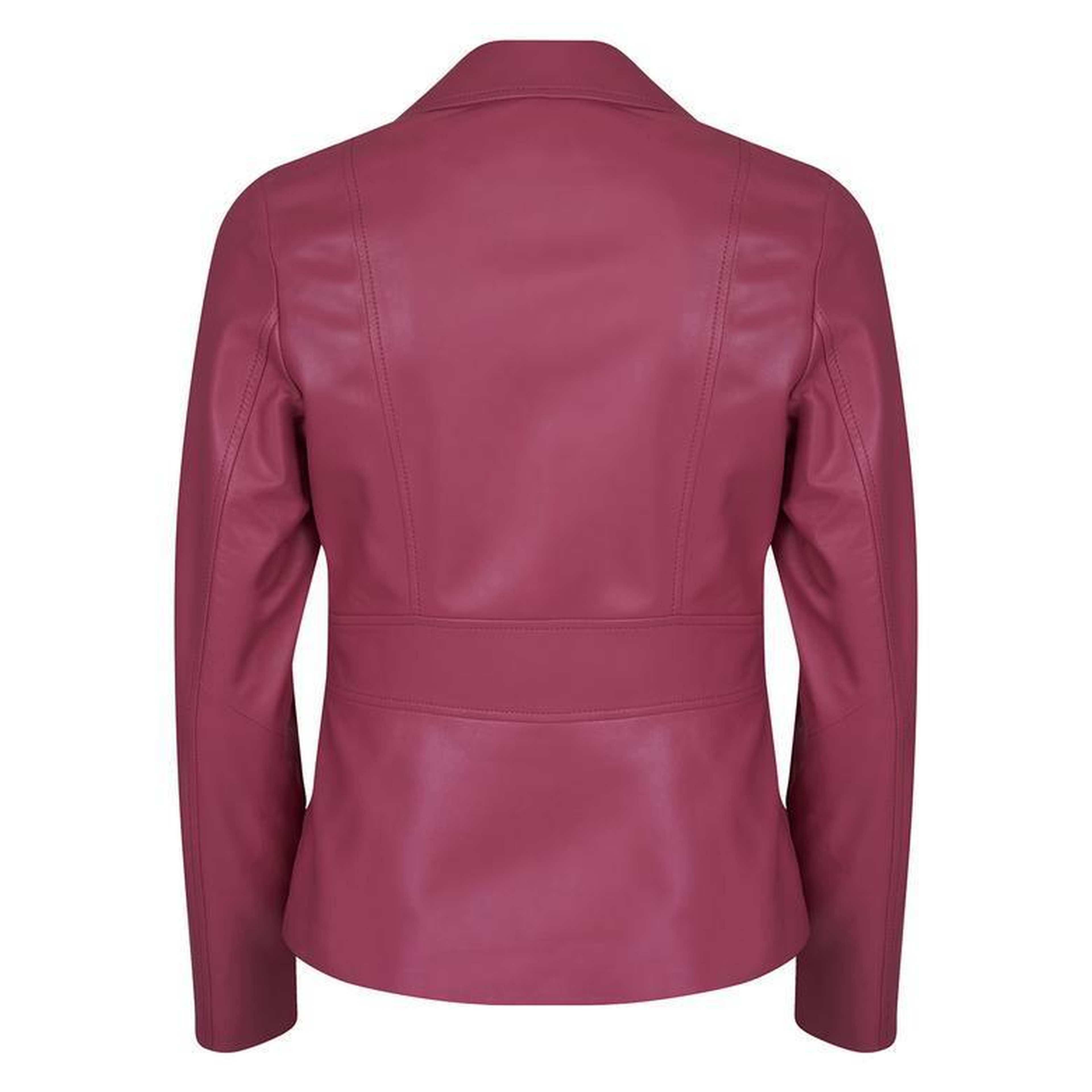 Rania Fuşya Kadın Vintage Deri Biker Ceket