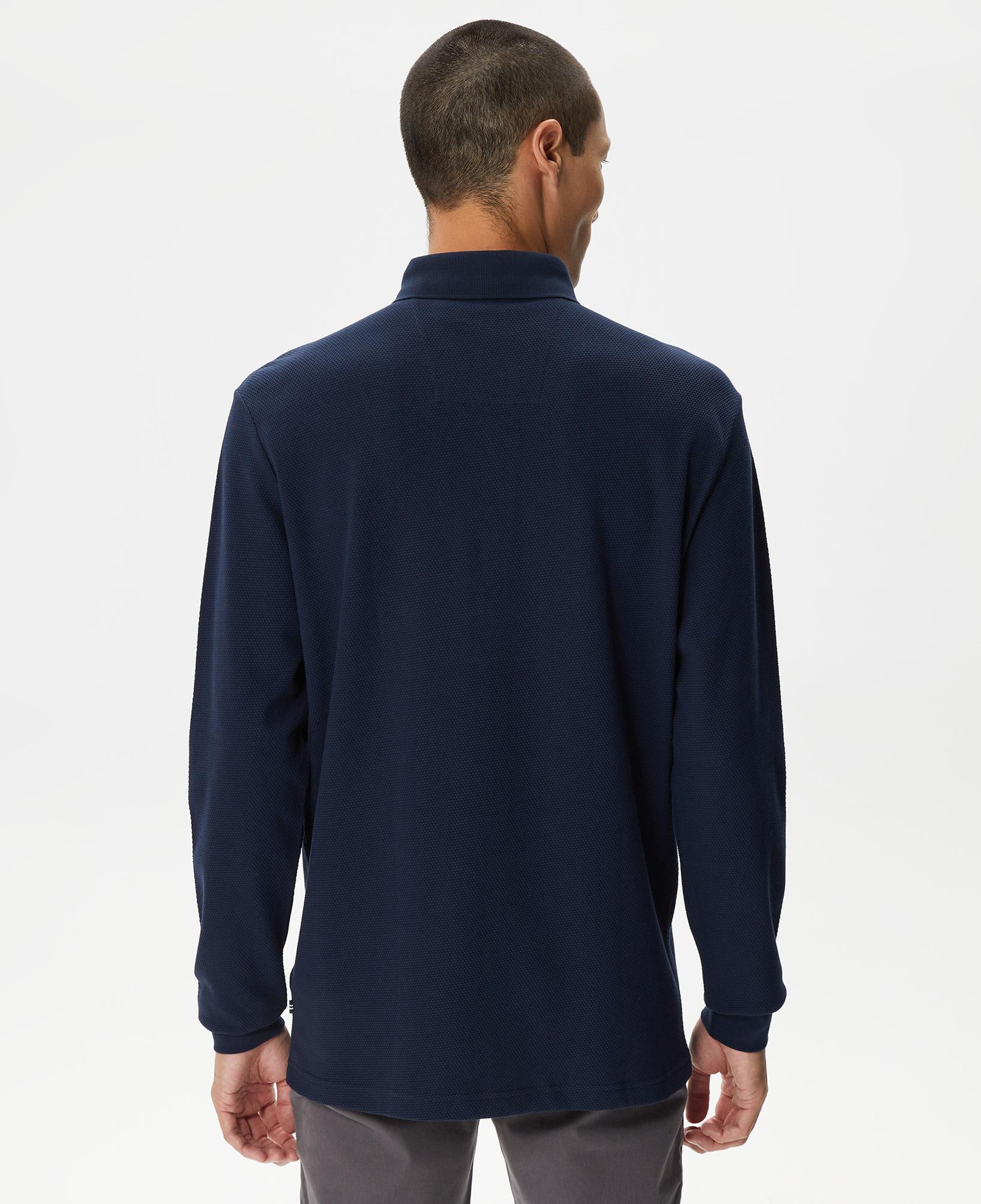 Nautica Erkek Lacivert Slim Fit Uzun Kollu Polo Yaka T-Shirt