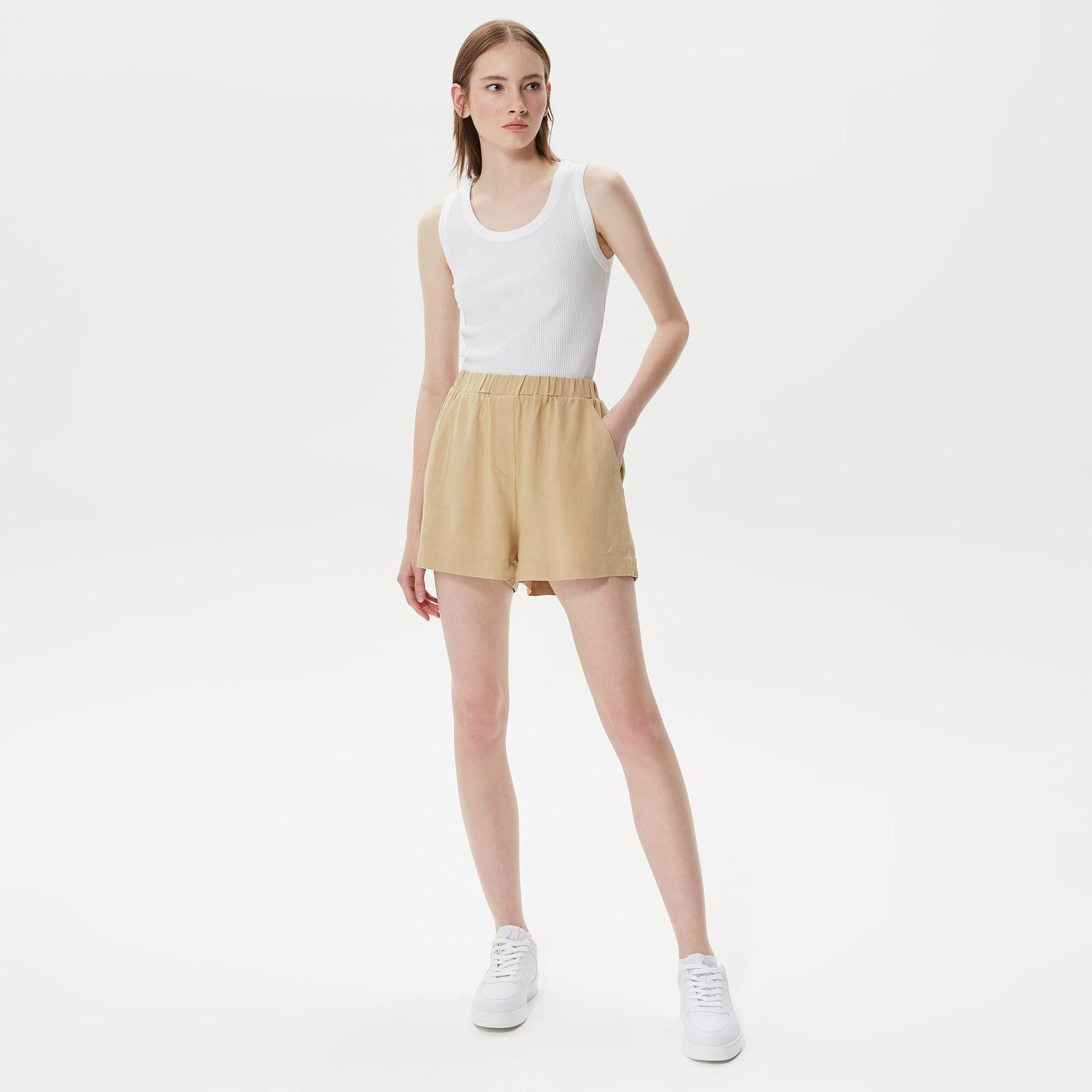 Nautica Kadın Beyaz Slim Fit T-Shirt