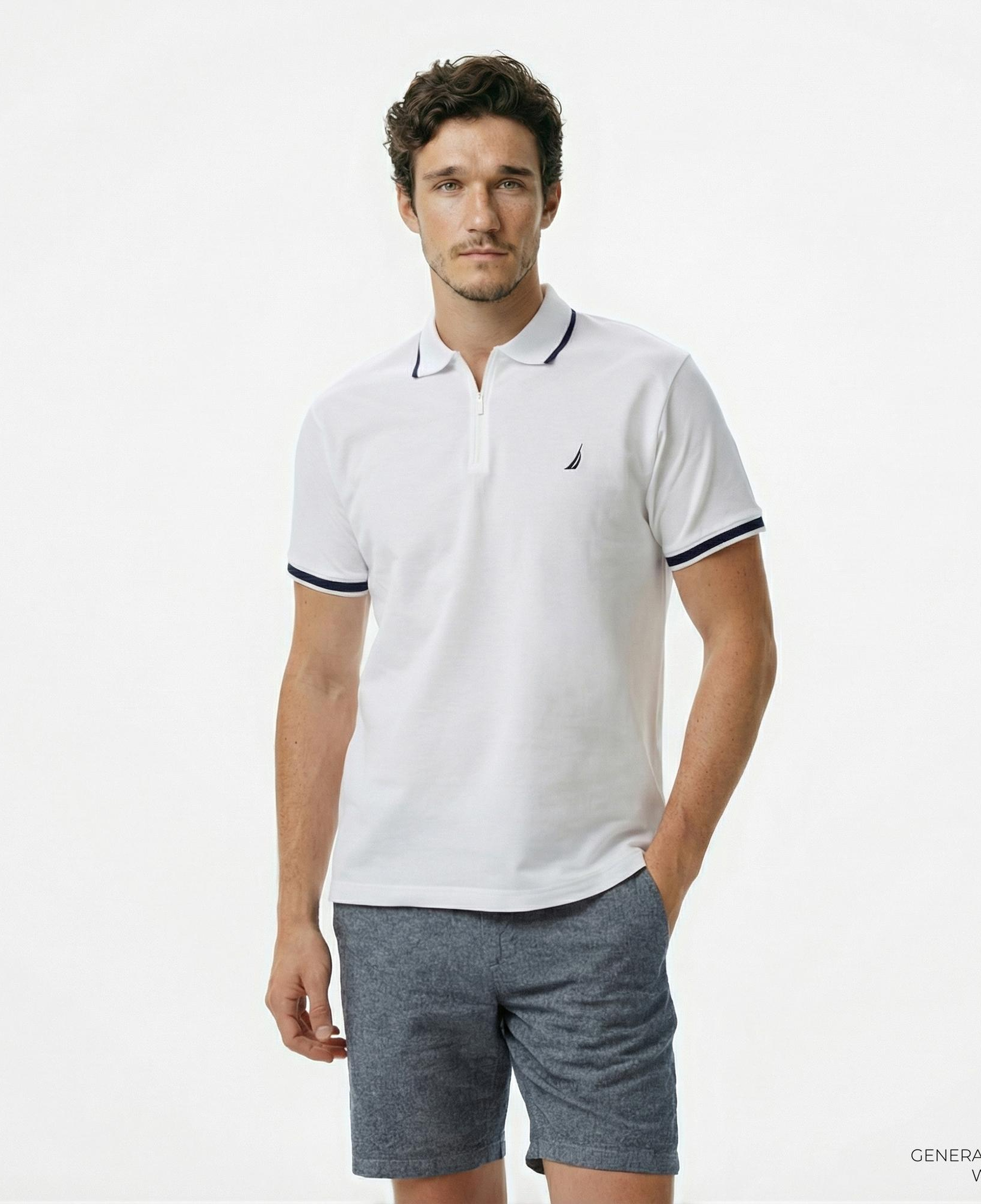 Nautica Erkek Beyaz Classic Fit Polo Yaka T-Shirt