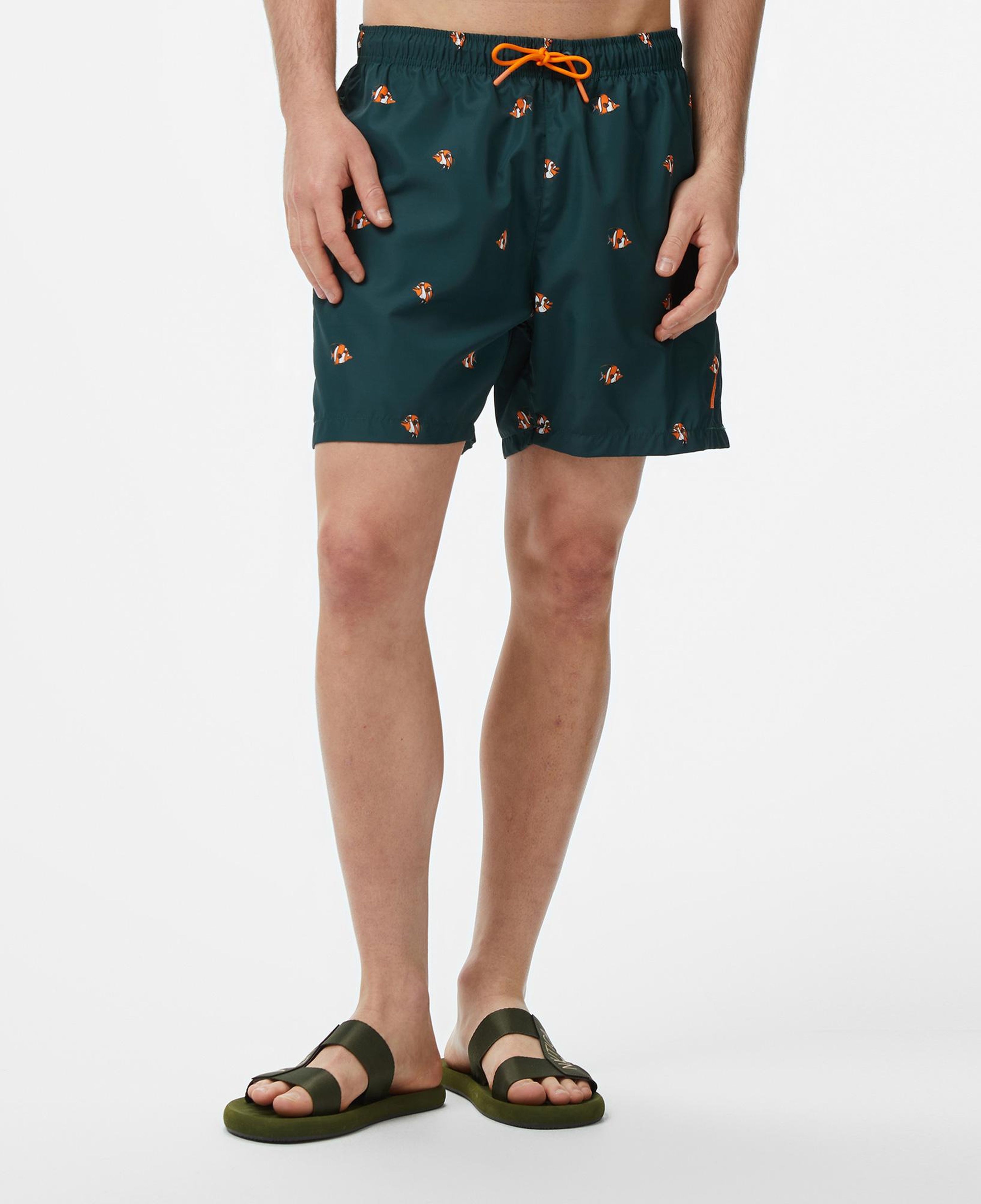 Nautica Erkek Yeşil Regular Fit Desenli Deniz Şortu