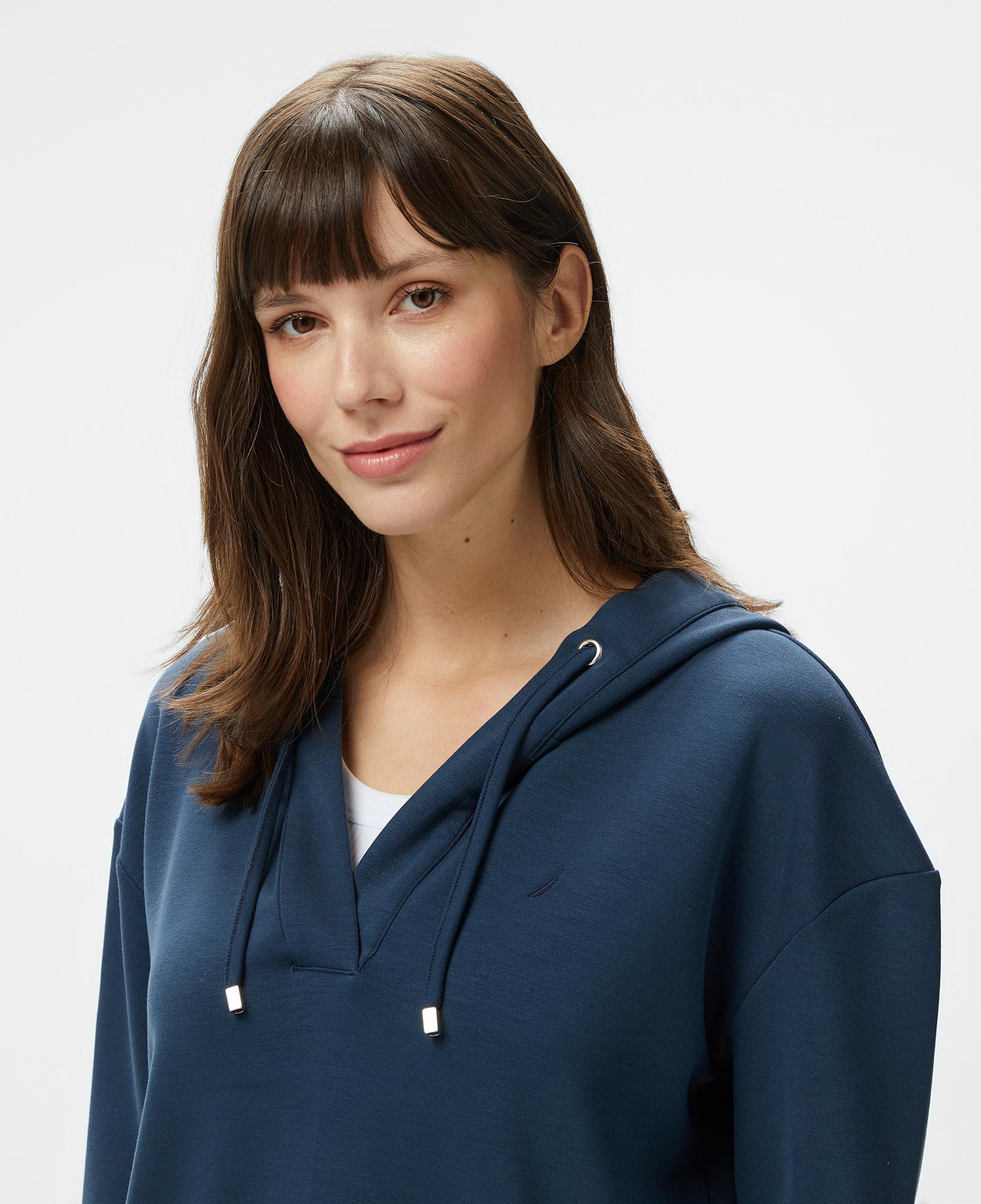 Nautica Kadın Lacivert Regular Fit Kapüşonlu Sweatshirt