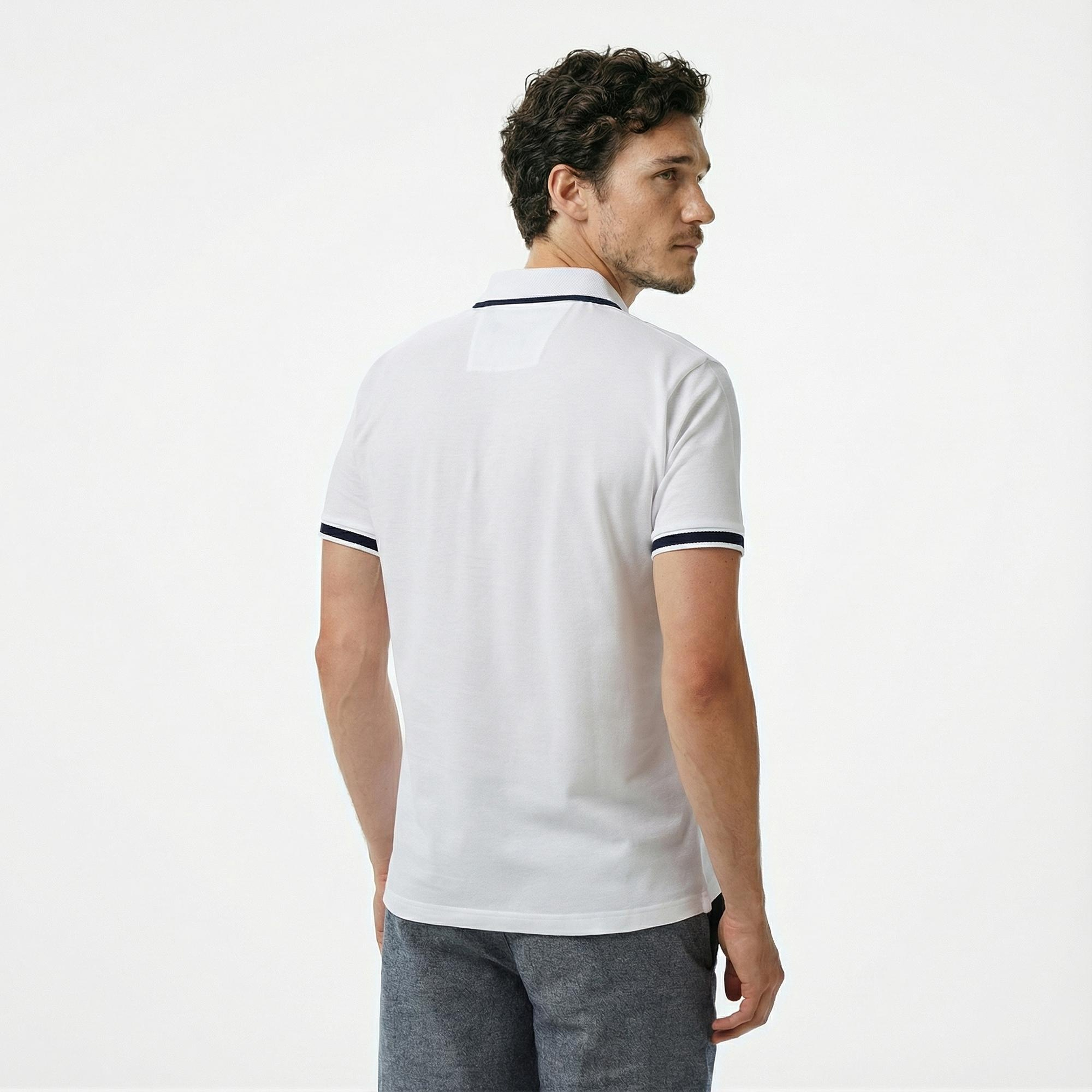 Nautica Erkek Beyaz Classic Fit Polo Yaka T-Shirt