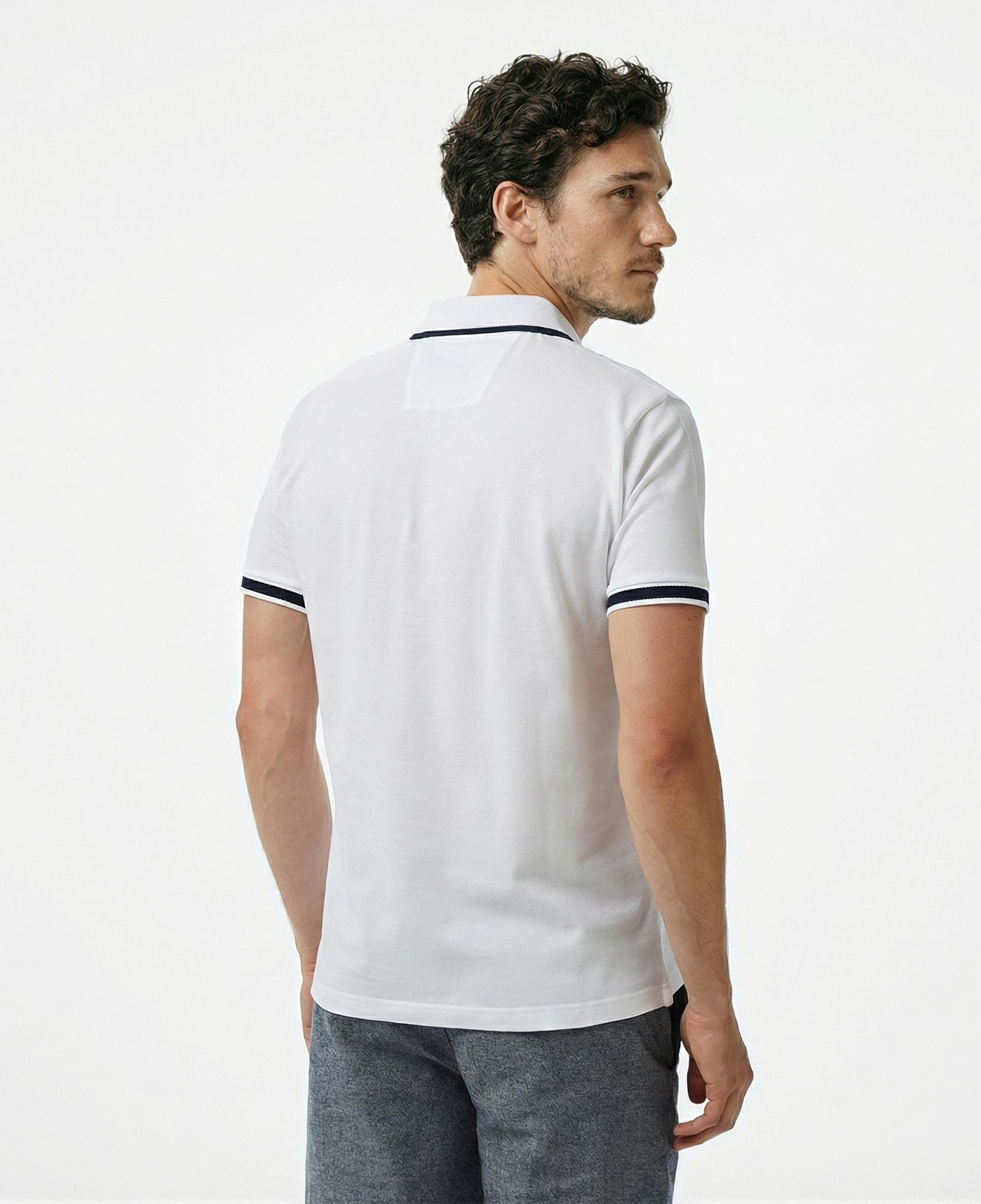 Nautica Erkek Beyaz Classic Fit Polo Yaka T-Shirt
