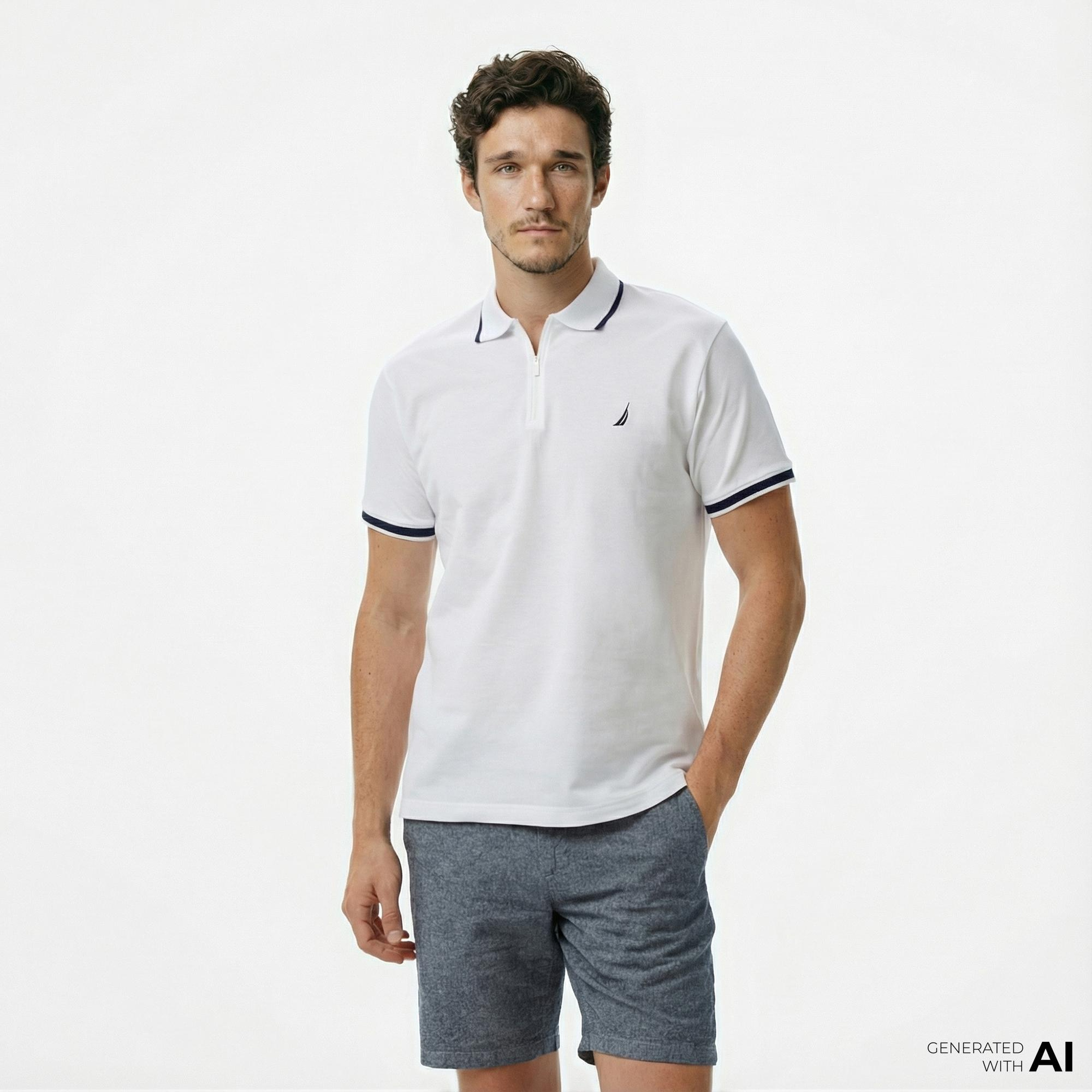 Nautica Erkek Beyaz Classic Fit Polo Yaka T-Shirt