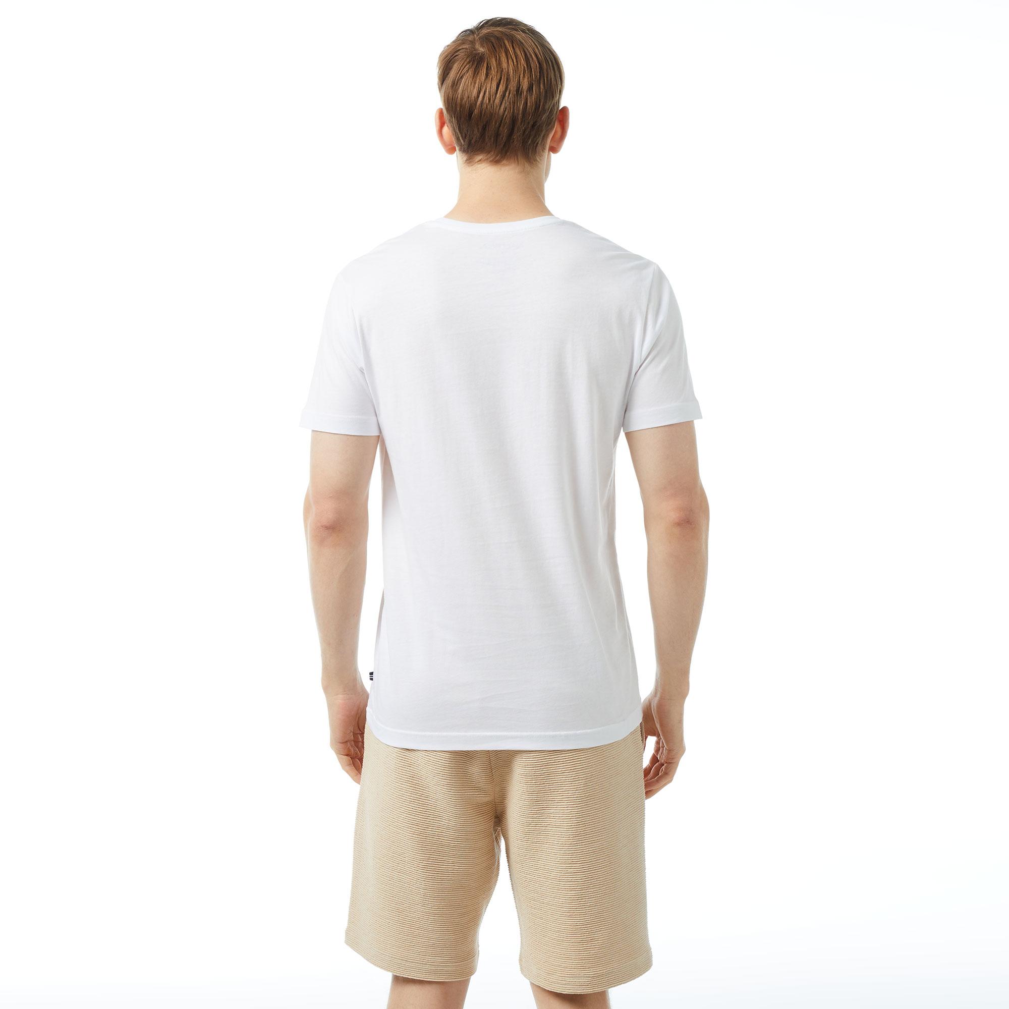 Nautica Erkek Beyaz Standart Fit Kısa Kollu Baskılı T-Shirt