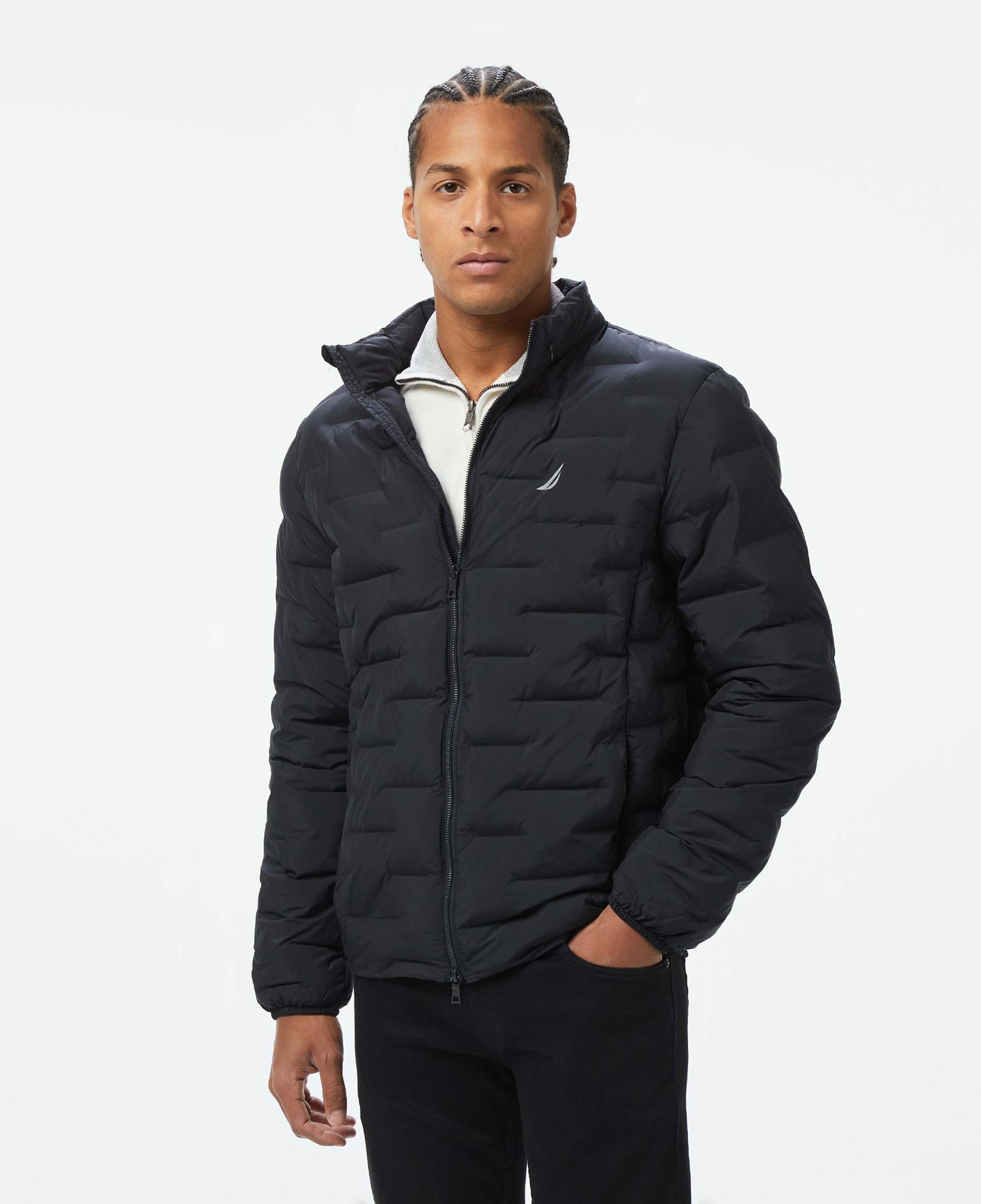 Nautica Erkek Siyah Standart Fit Dik Yaka Mont