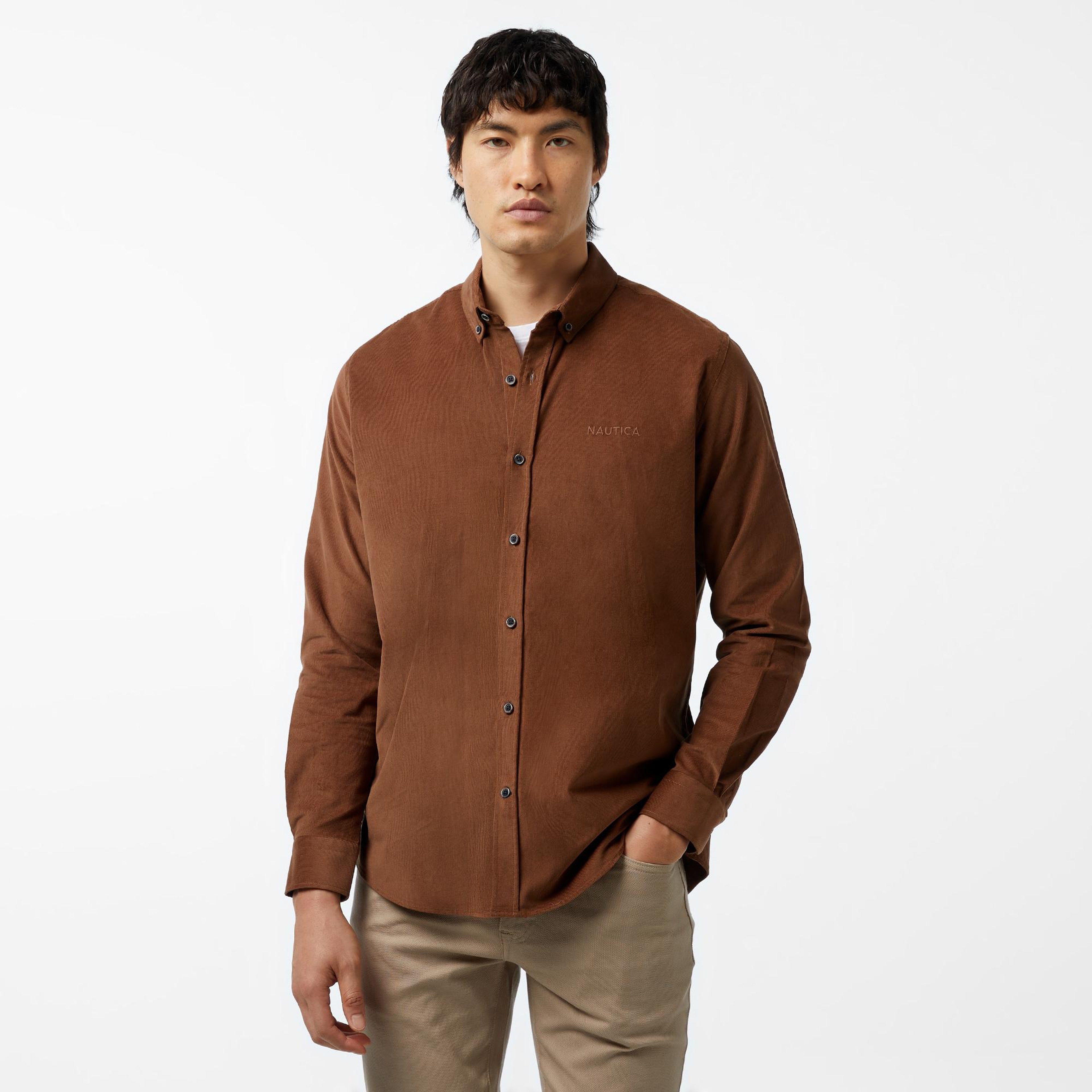 Nautica Erkek Kahverengi Classic Fit Gömlek