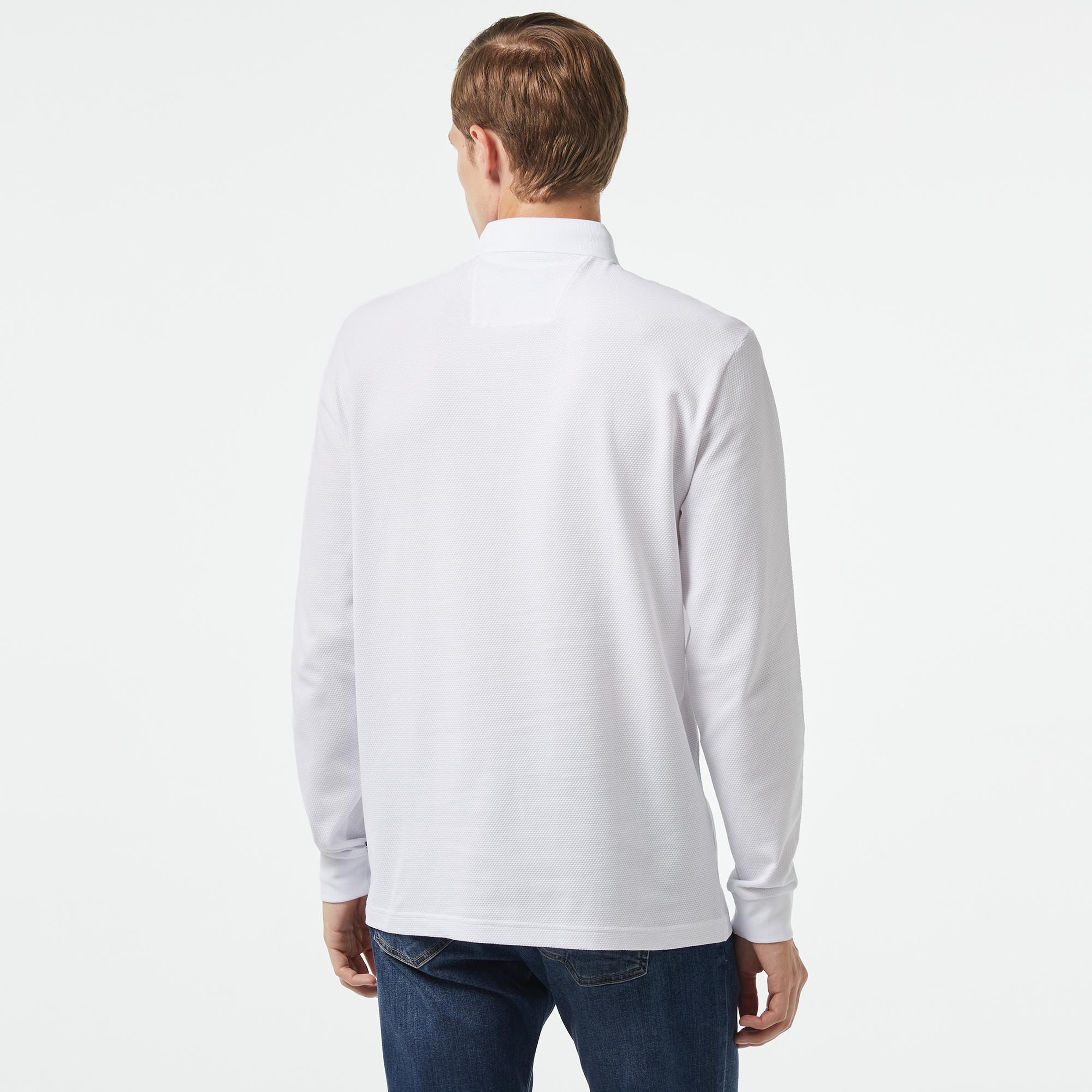 Nautica Erkek Beyaz Slim Fit Uzun Kollu Polo Yaka T-Shirt