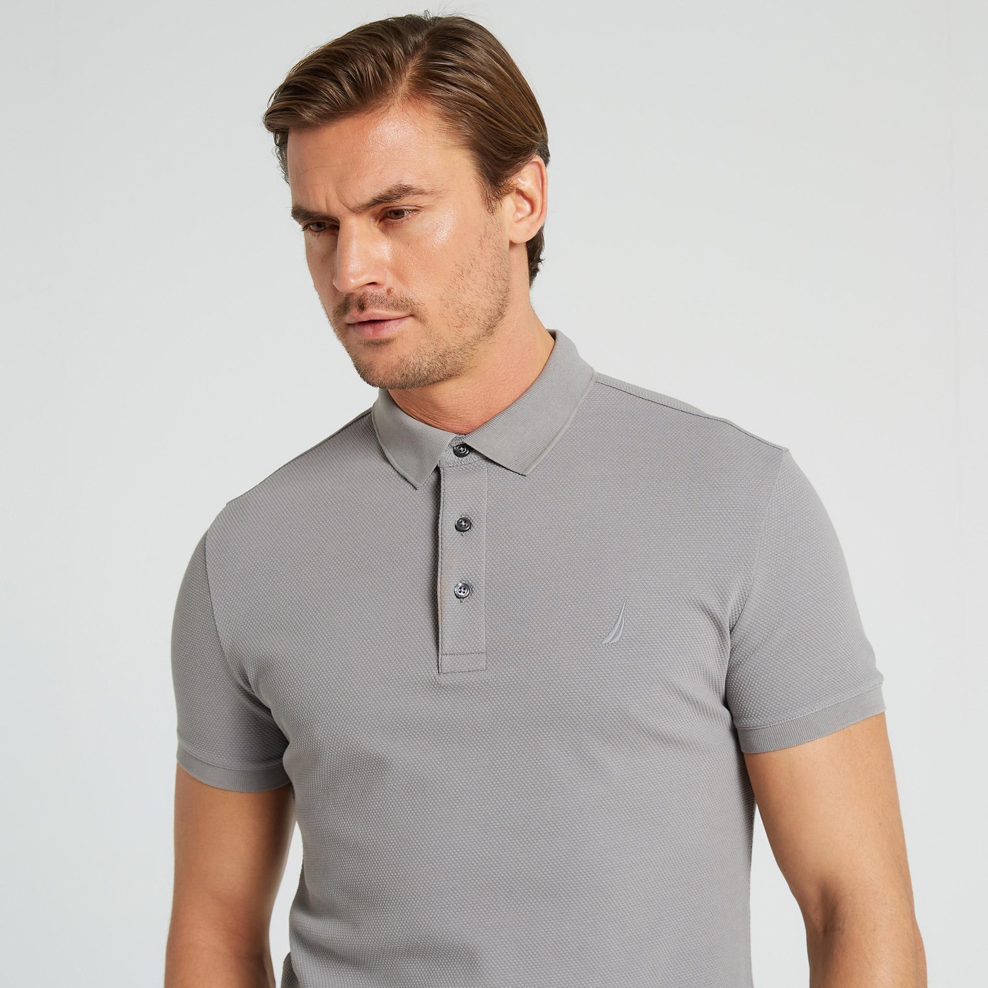 Nautica Erkek Gri Slim Fit Kısa Kollu Polo Yaka T-Shirt