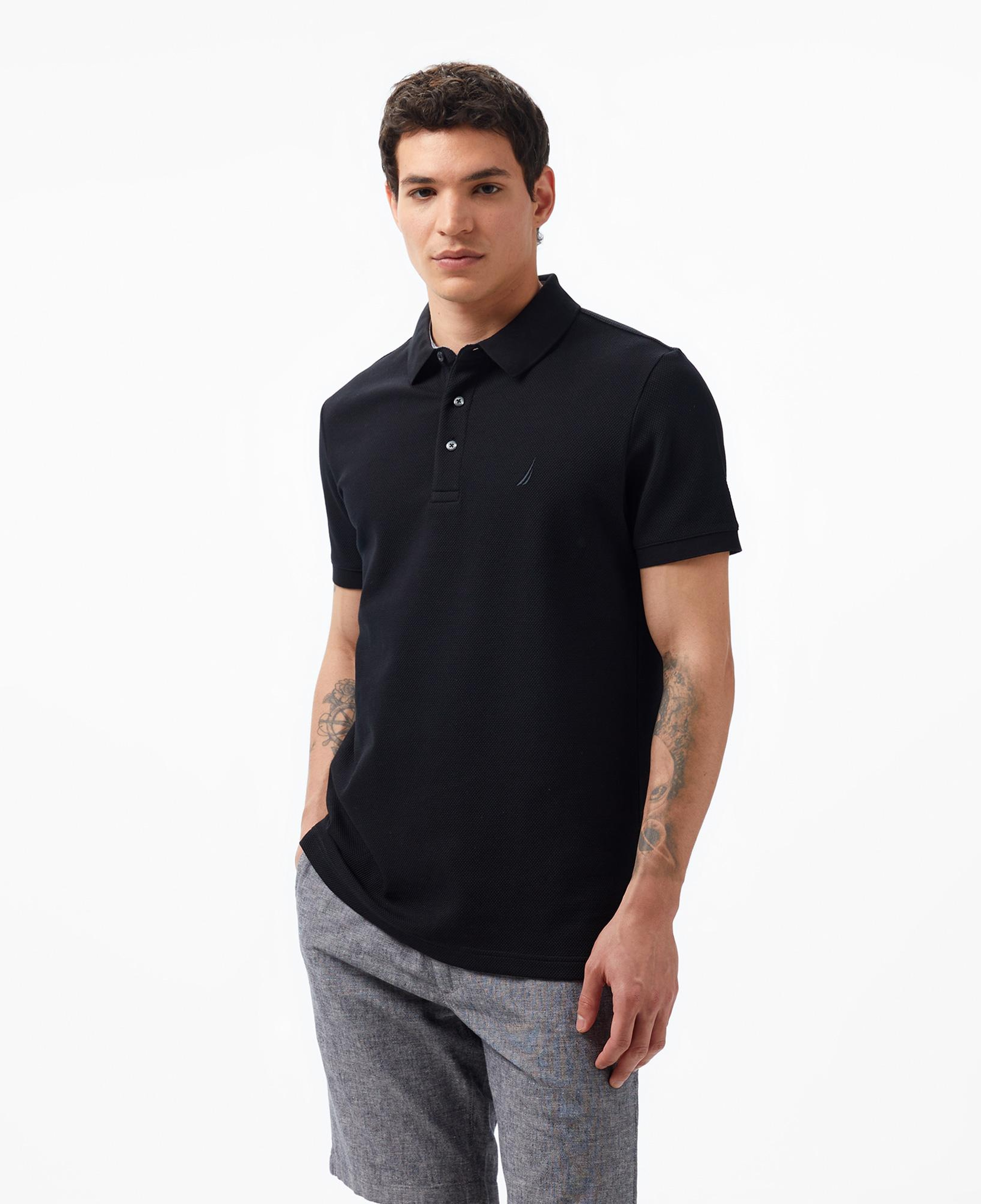 Nautica Erkek Siyah Slim Fit Kısa Kollu Polo Yaka T-Shirt