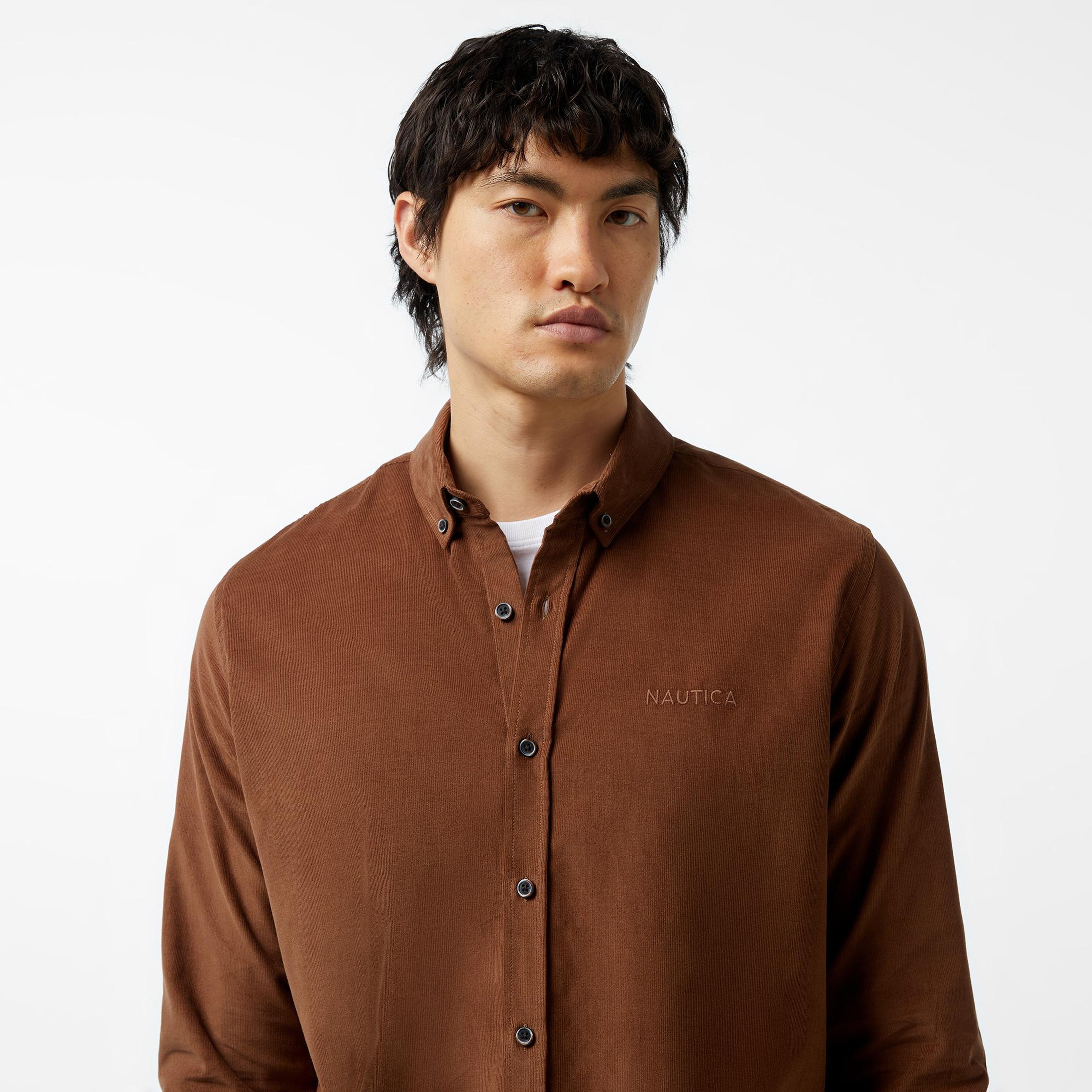 Nautica Erkek Kahverengi Classic Fit Gömlek