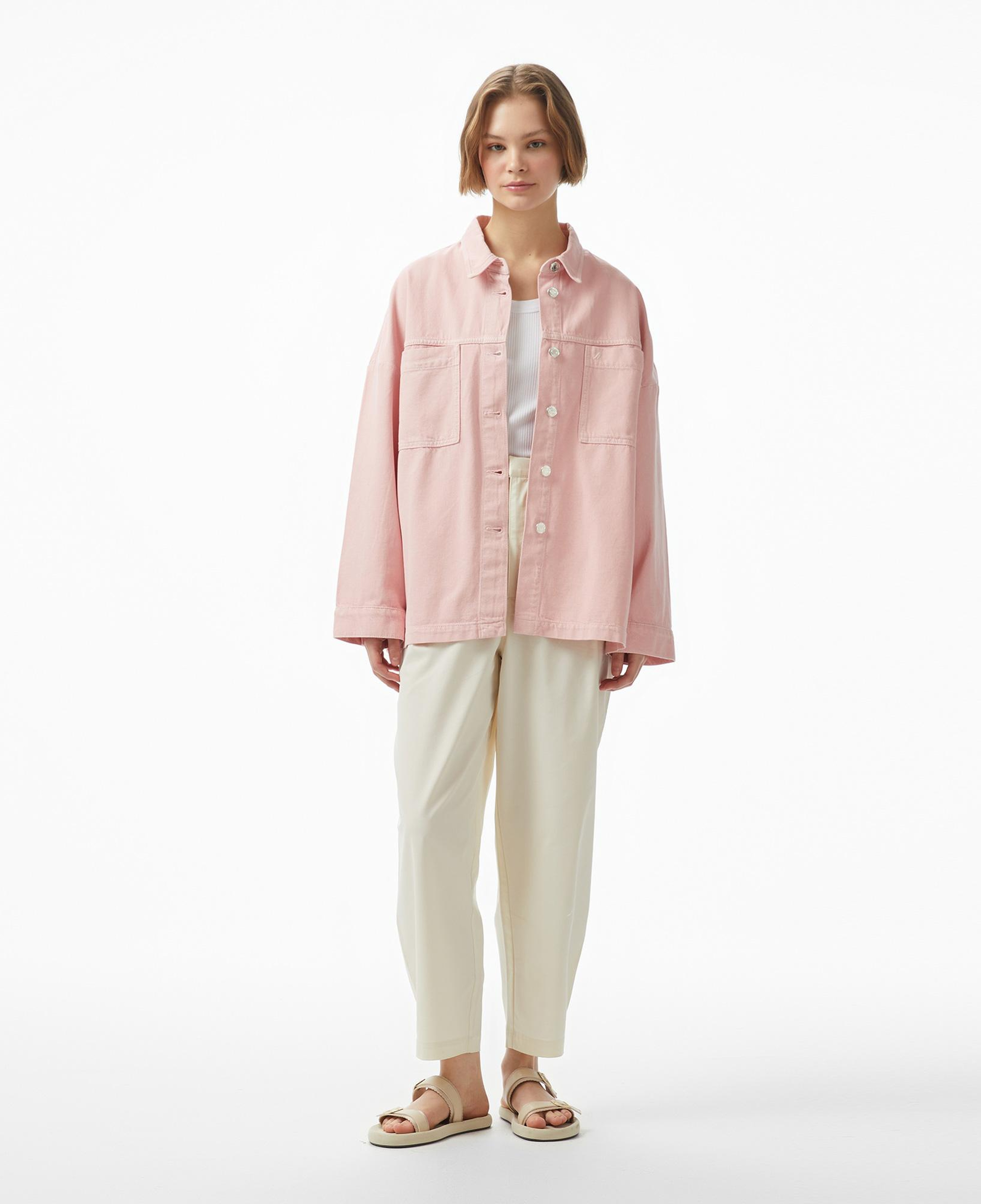 Nautica Kadın Pembe Oversize Fit Gömlek