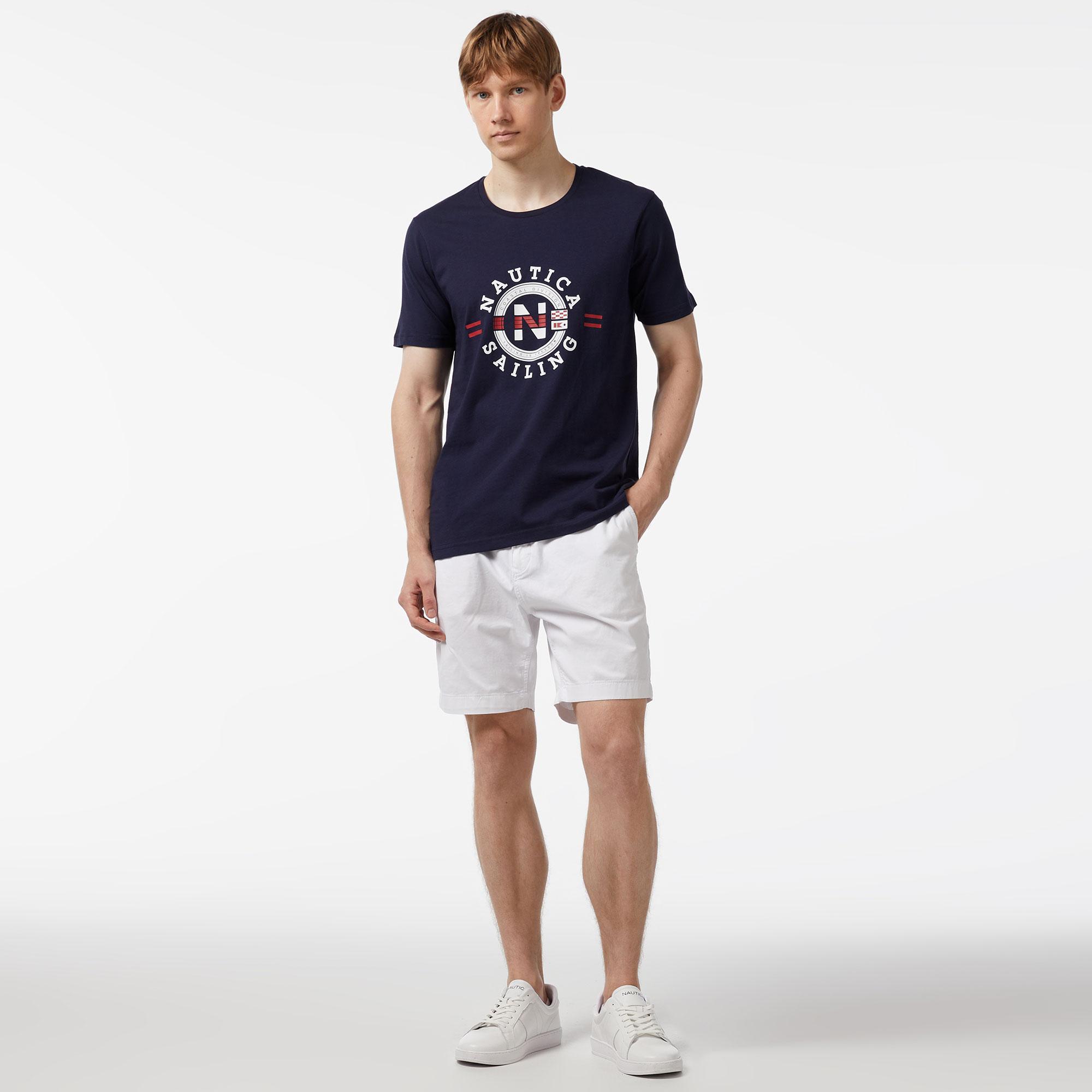 Nautica Erkek Lacivert Standart Fit Kısa Kollu Baskılı T-Shirt