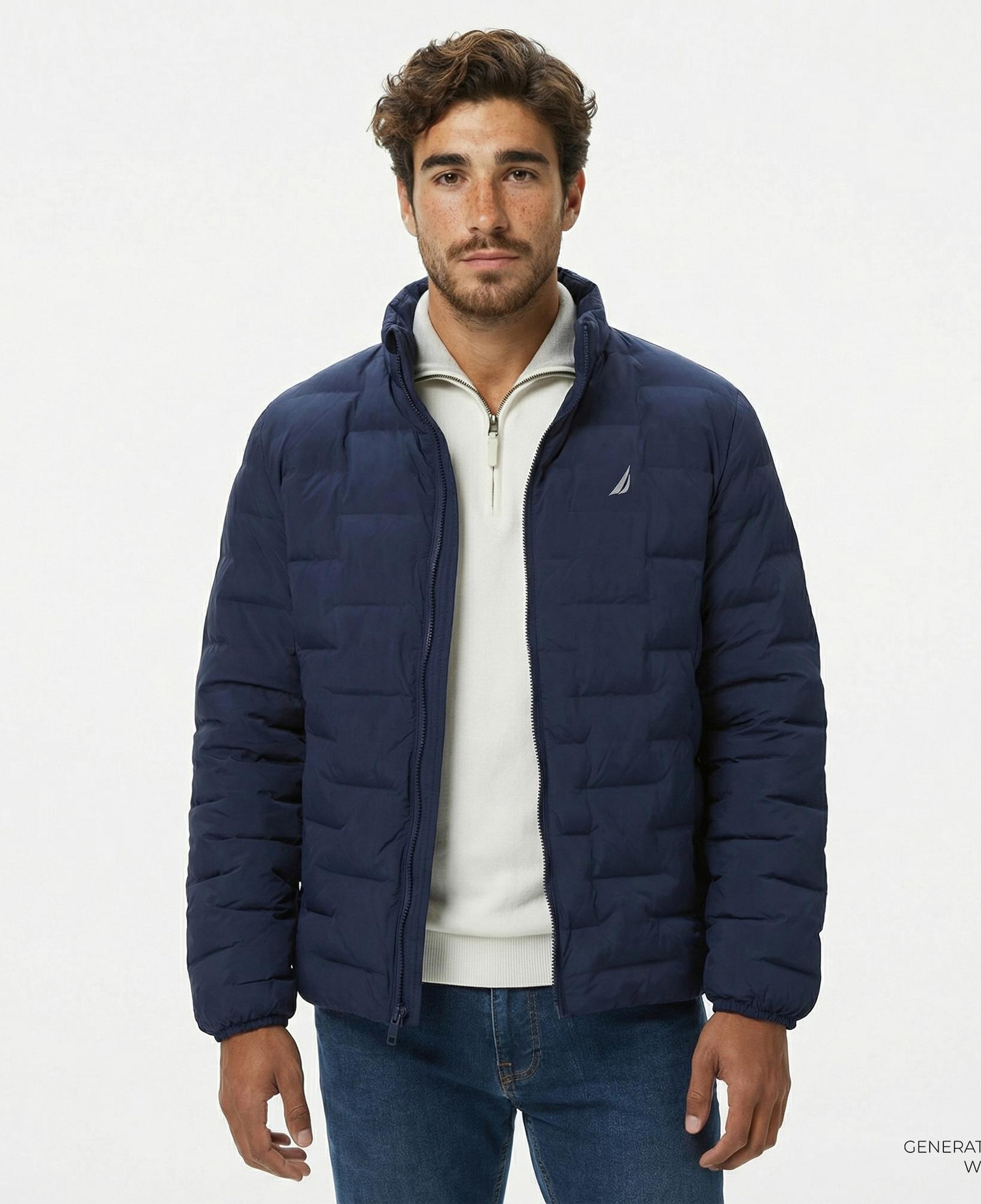 Nautica Erkek Lacivert Standart Fit Dik Yaka Mont