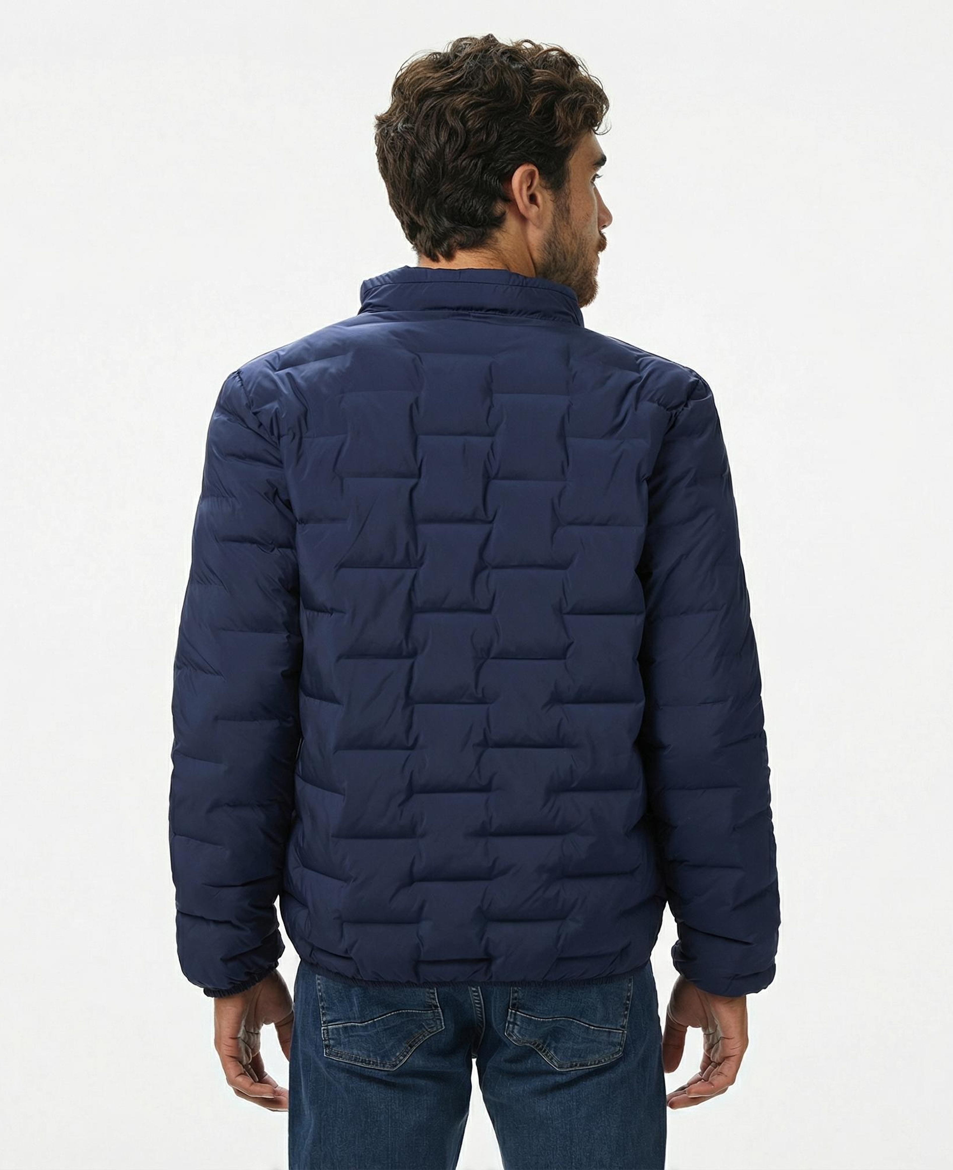 Nautica Erkek Lacivert Standart Fit Dik Yaka Mont