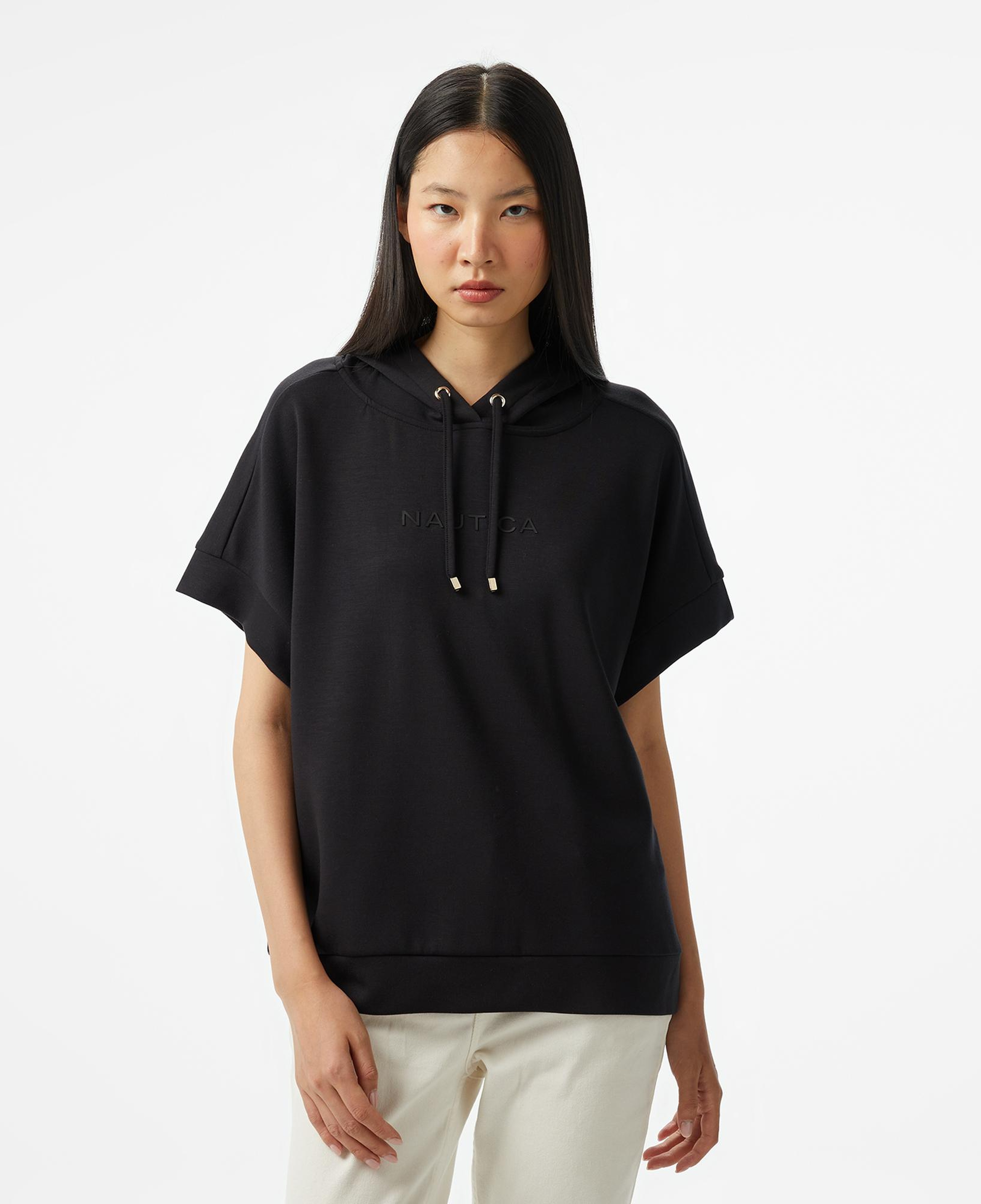 Nautica Kadın Siyah Relaxed Fit Kapüşonlu Sweatshirt