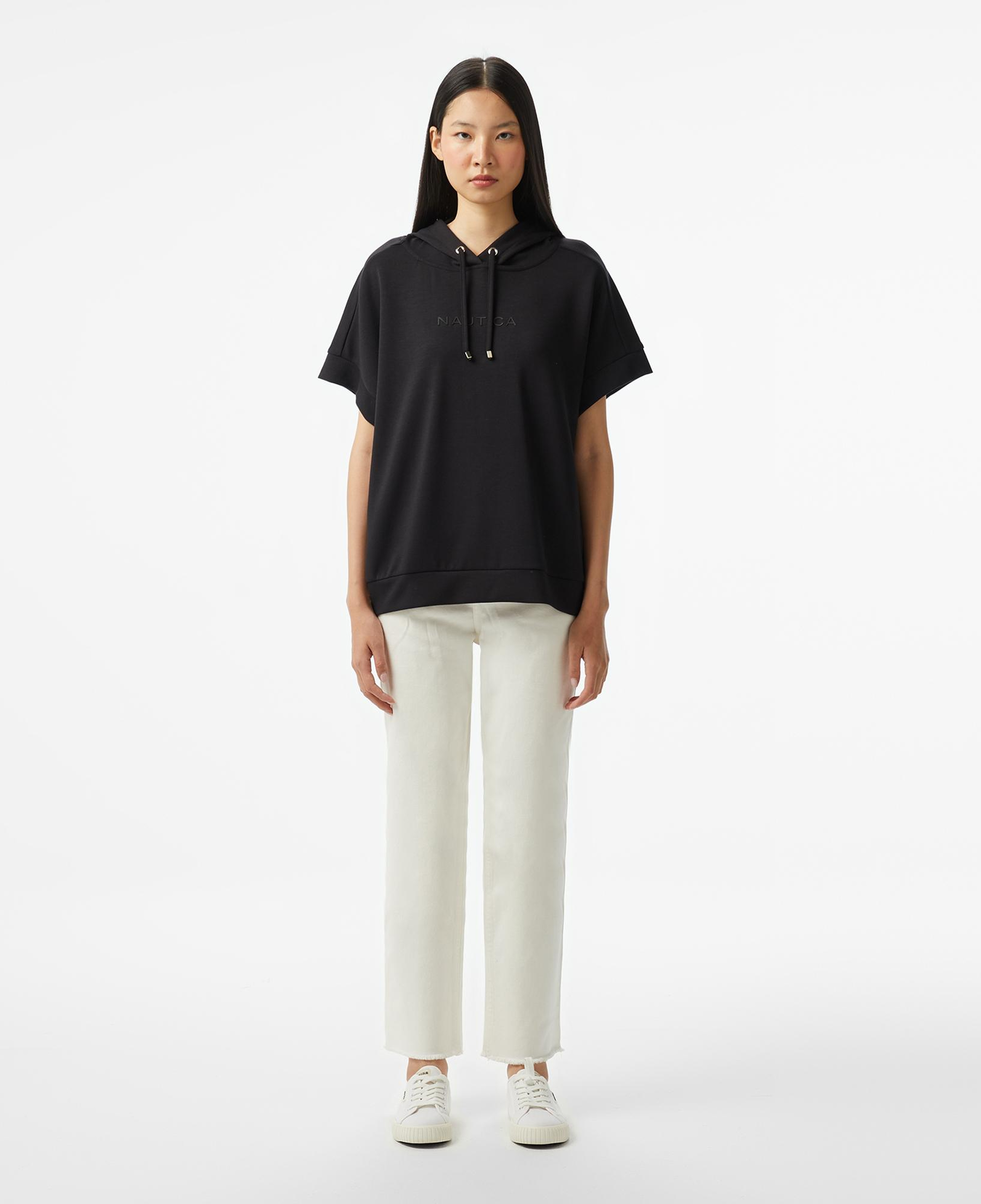 Nautica Kadın Siyah Relaxed Fit Kapüşonlu Sweatshirt