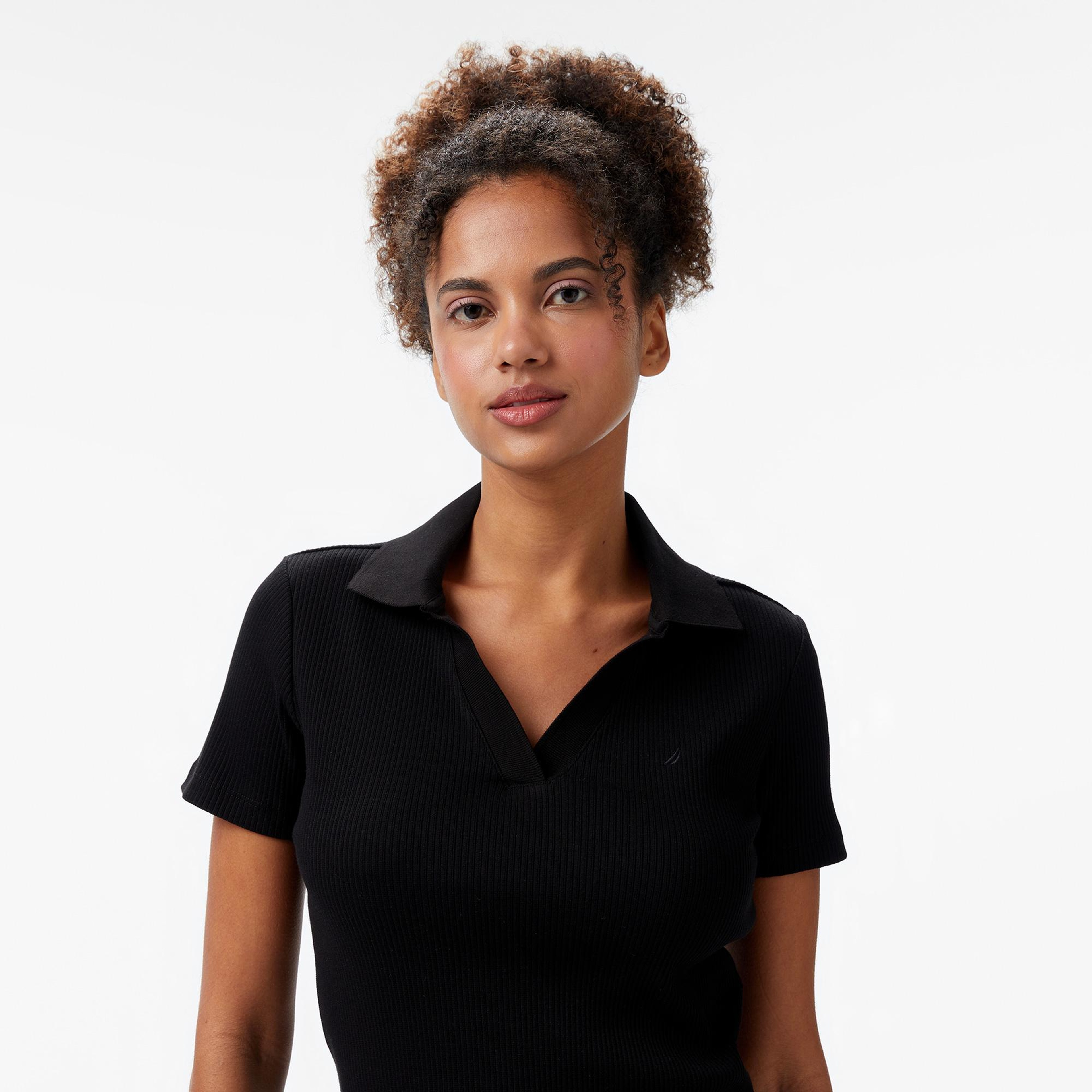 Nautica Kadın Siyah Slim Fit Polo Yaka T-Shirt