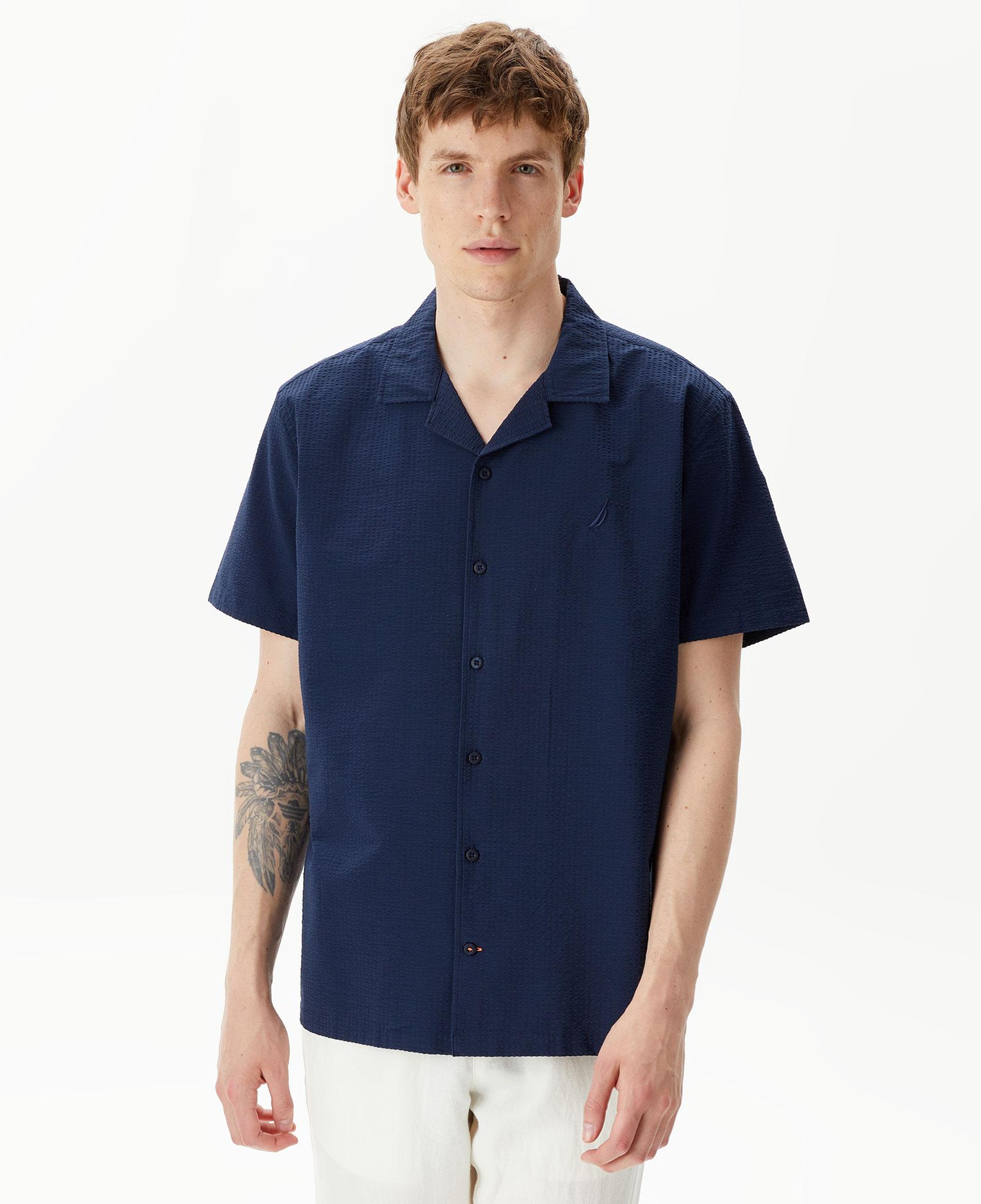 Nautica Erkek Lacivert Classic Fit Kısa Kollu Gömlek
