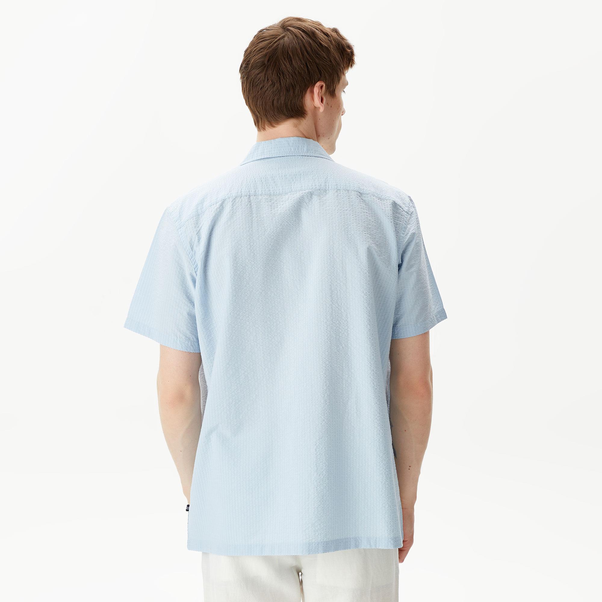 Nautica Erkek Mavi Classic Fit Kısa Kollu Gömlek