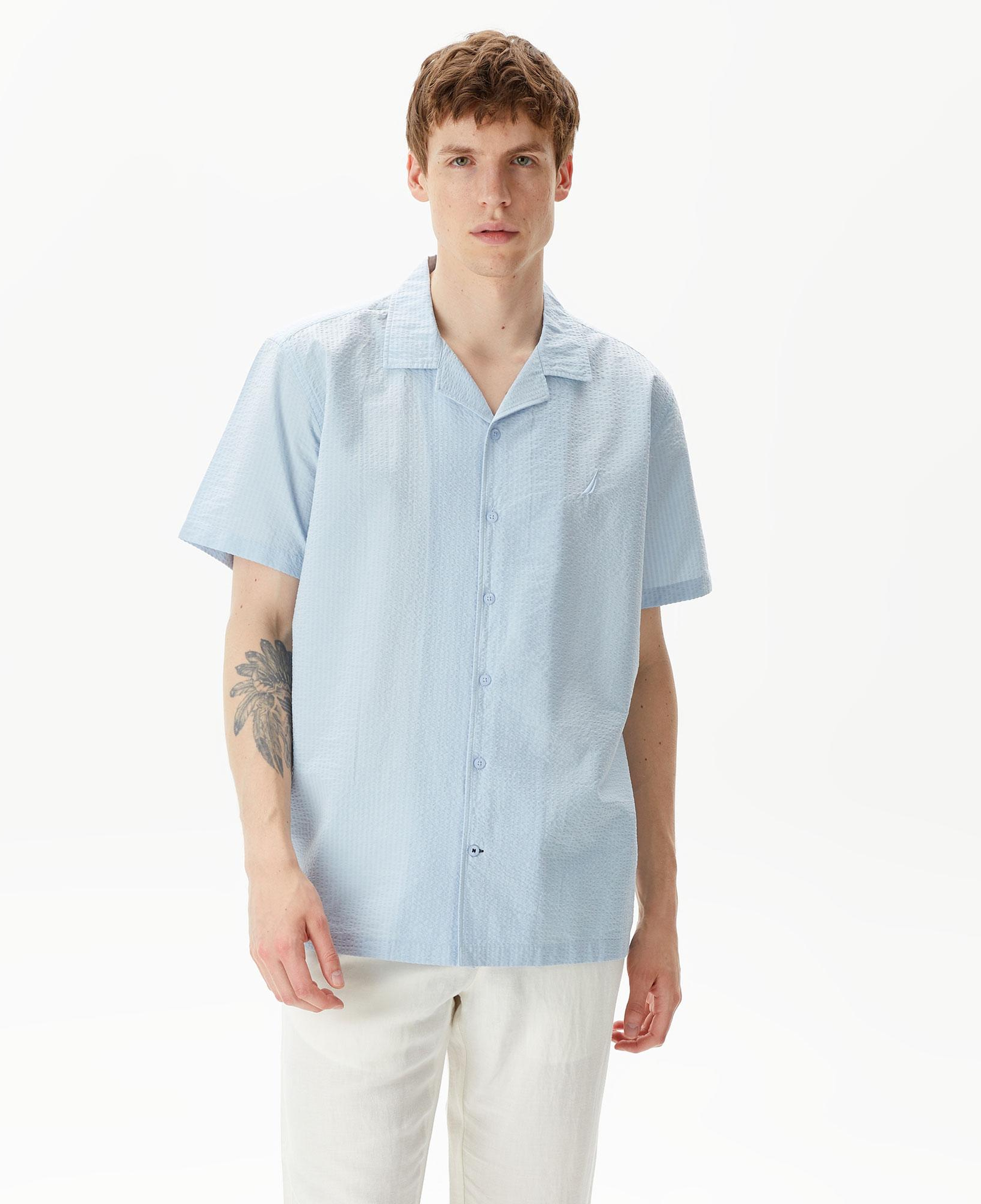 Nautica Erkek Mavi Classic Fit Kısa Kollu Gömlek