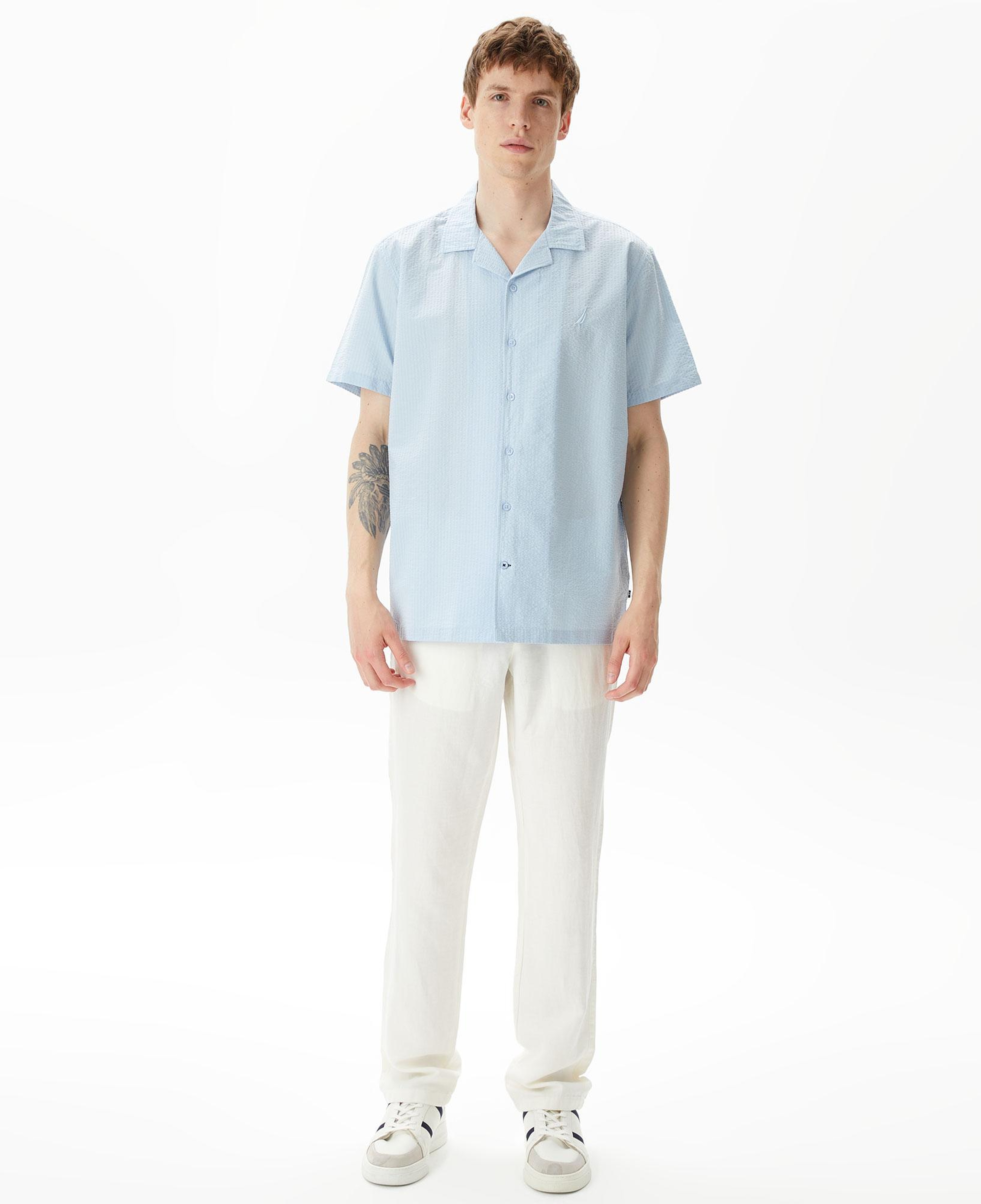 Nautica Erkek Mavi Classic Fit Kısa Kollu Gömlek