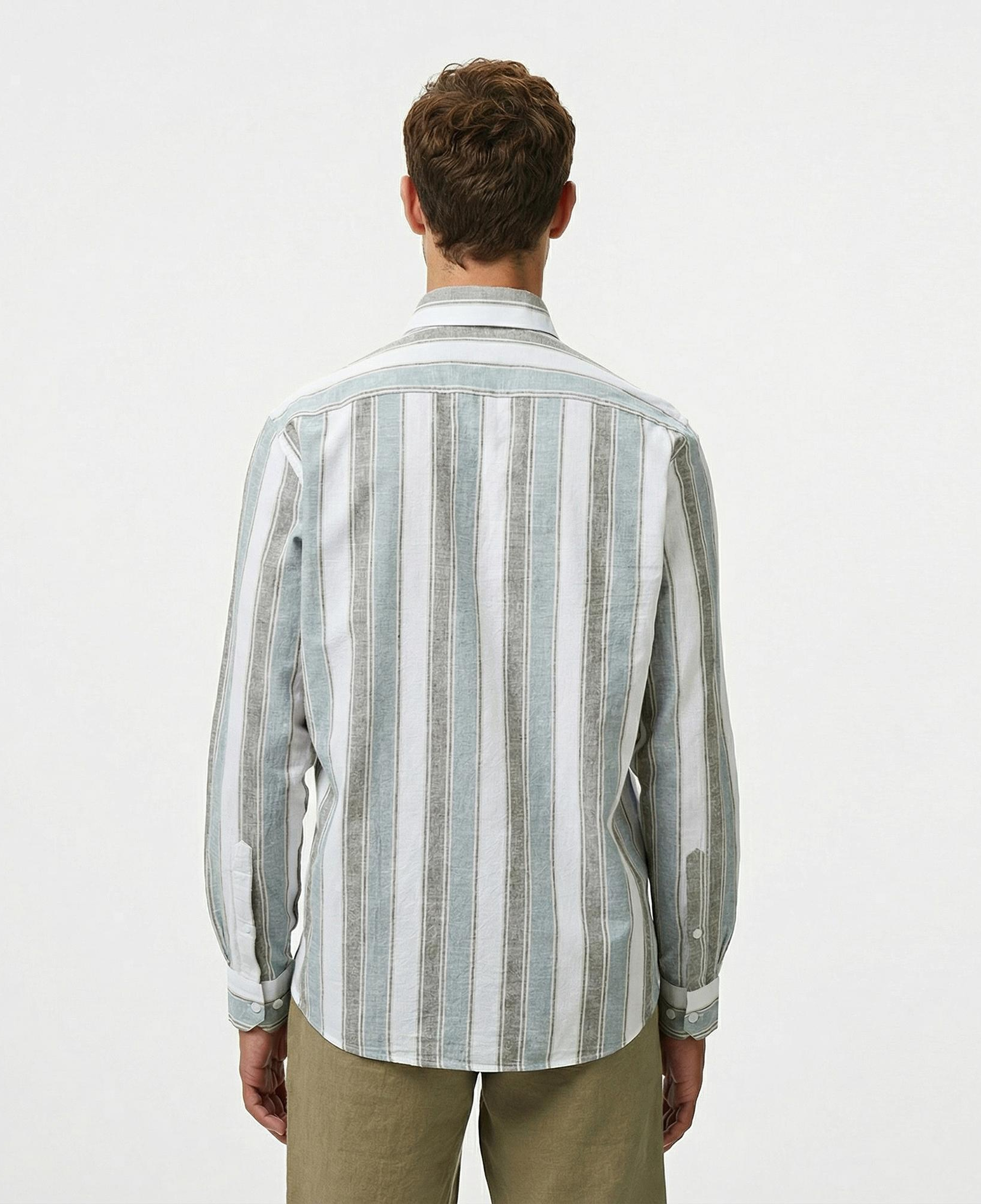 Nautica Erkek Yeşil Classic Fit Çizgili Gömlek