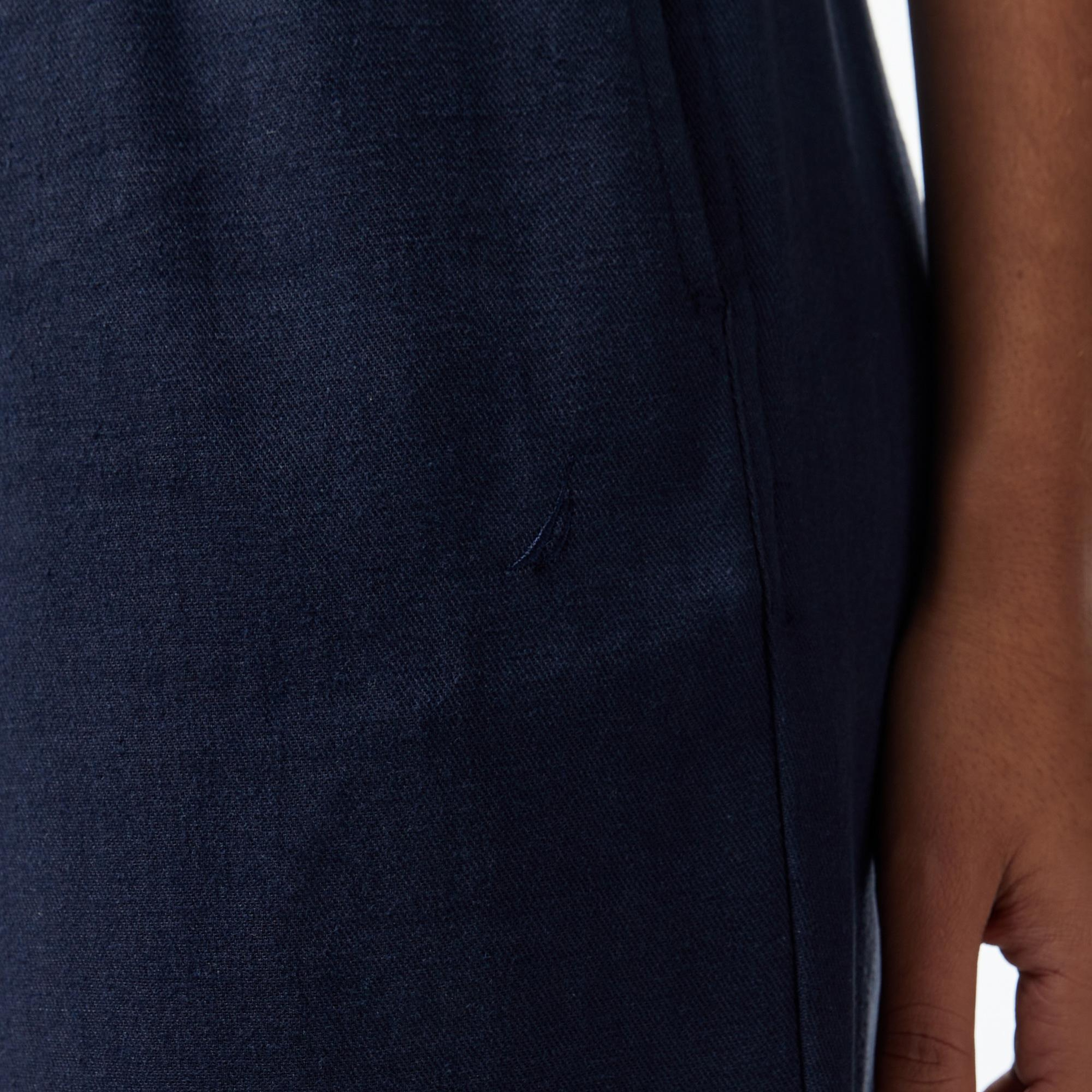 Nautica Kadın Lacivert Regular Fit Keten Karışımlı Pantolon