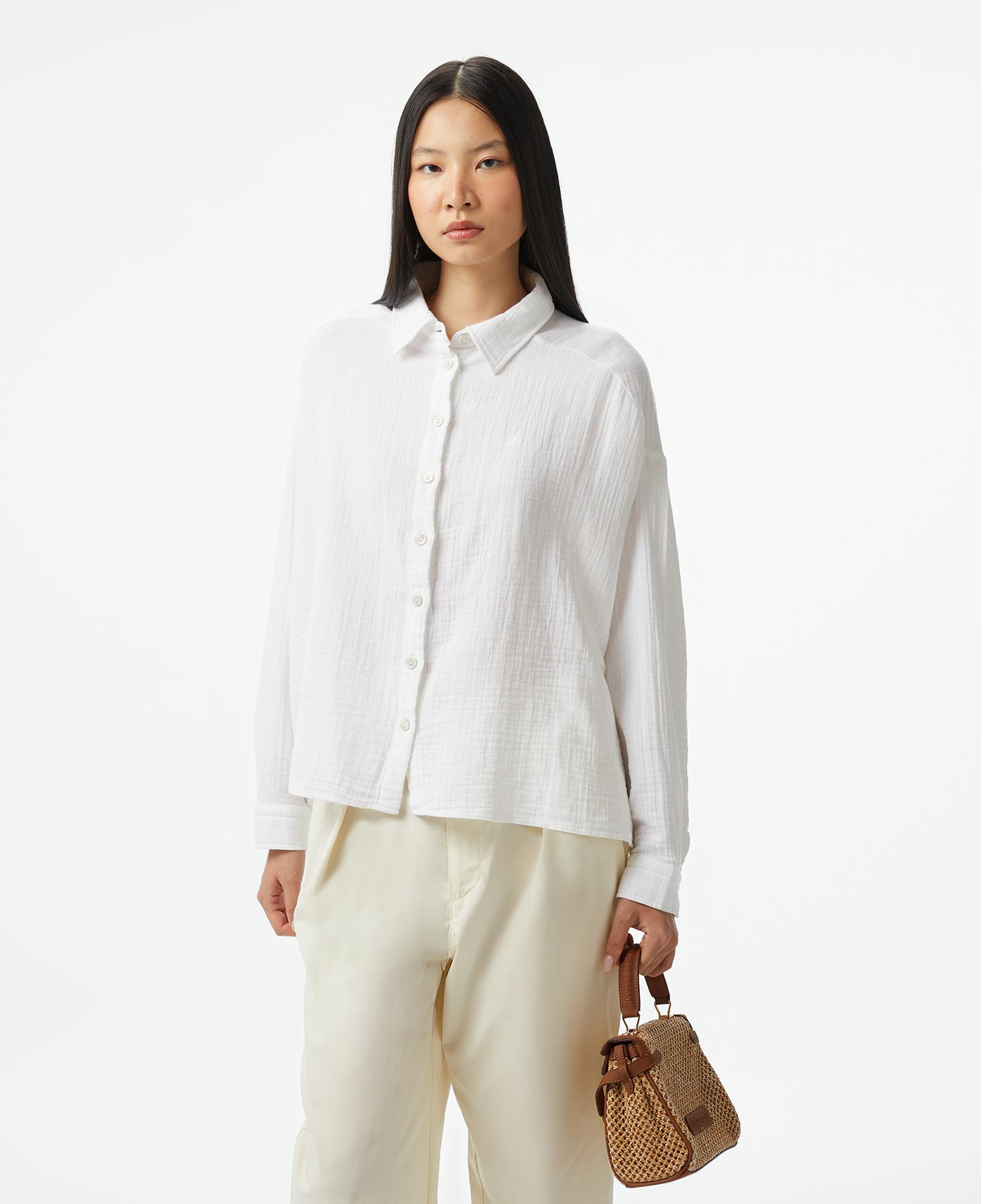 Nautica Kadın Beyaz Oversize Fit Gömlek