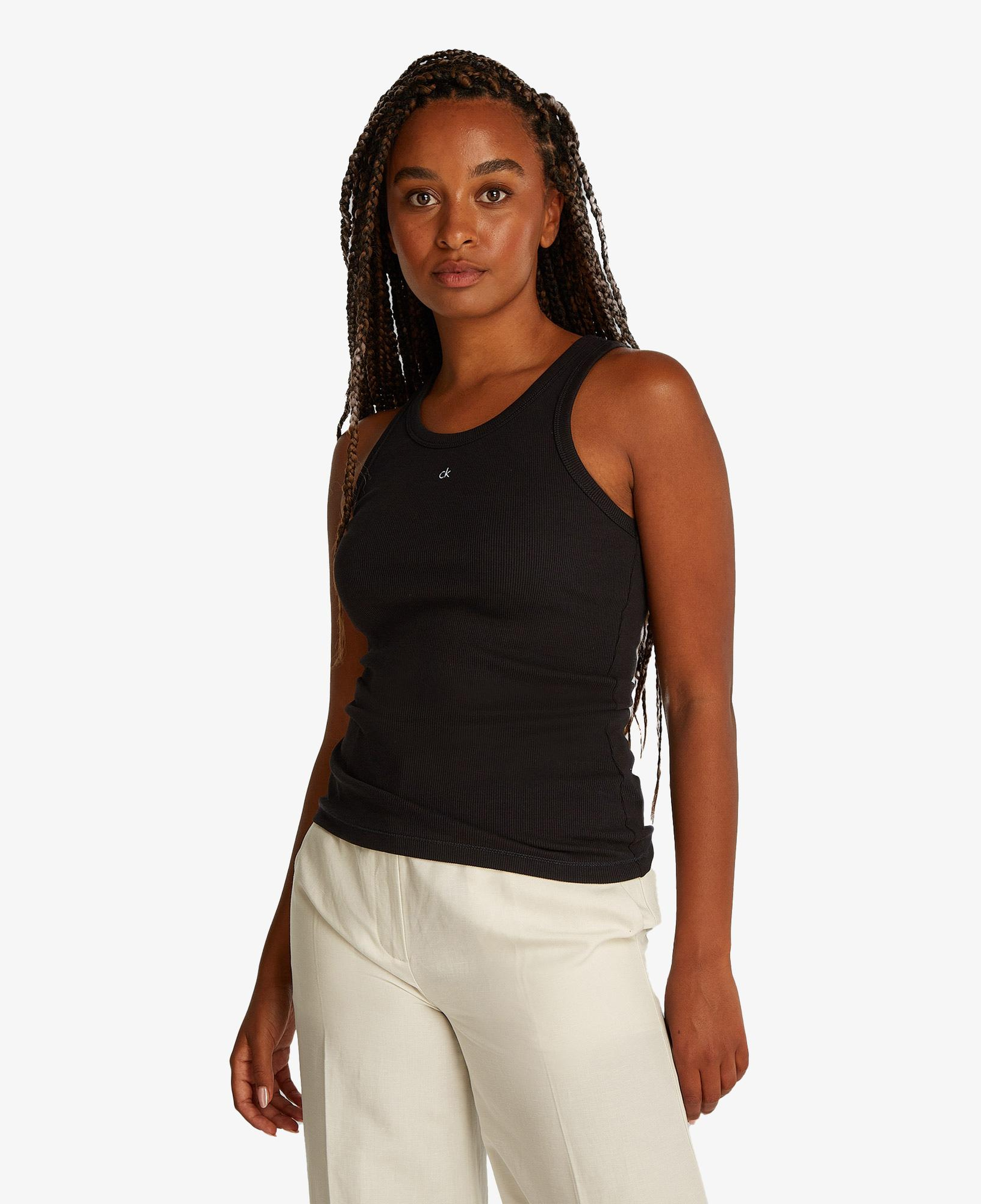 Calvin Klein Graphic Slim Kadın Siyah Kolsuz T-Shirt