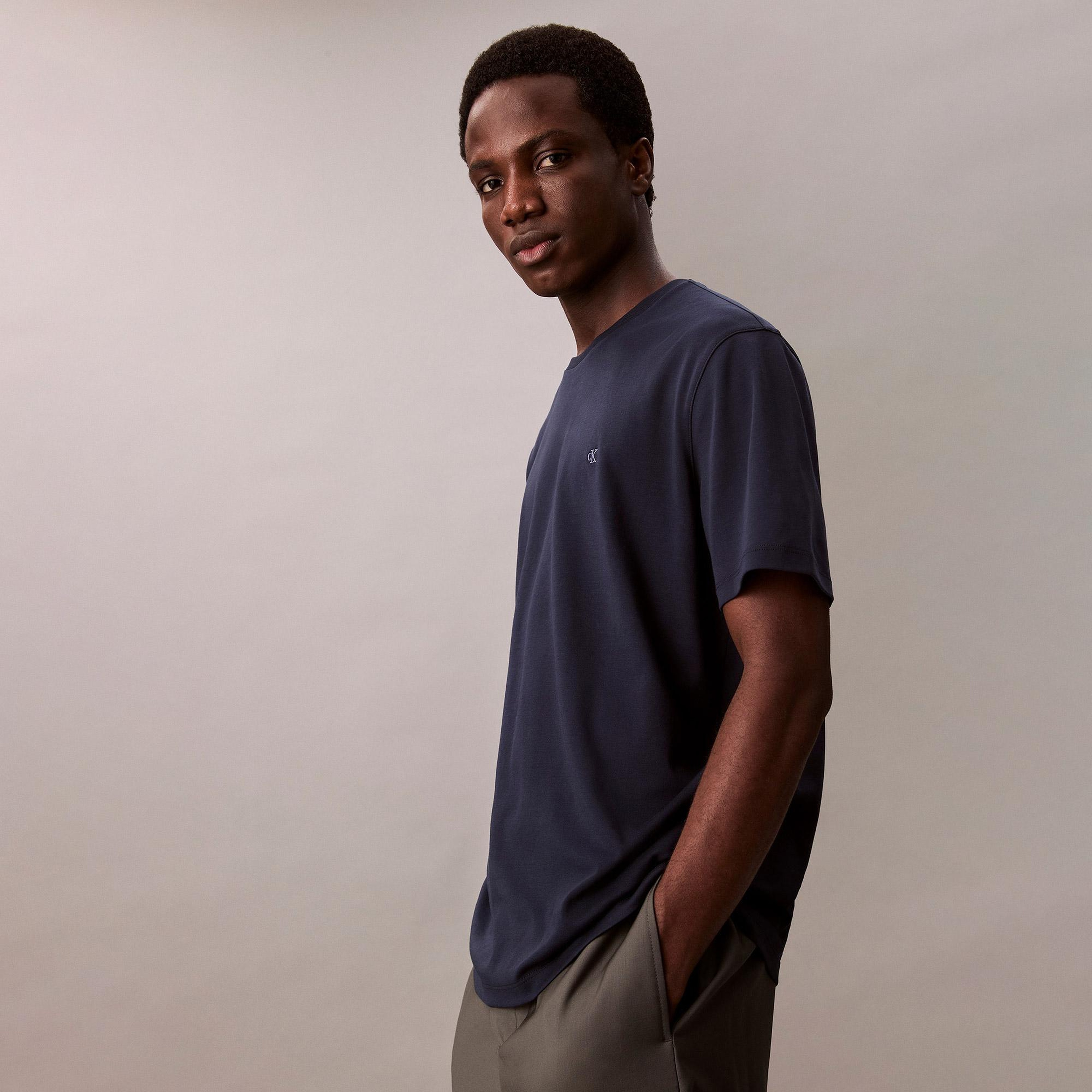 Calvin Klein Supima Chest Erkek Lacivert T-Shirt