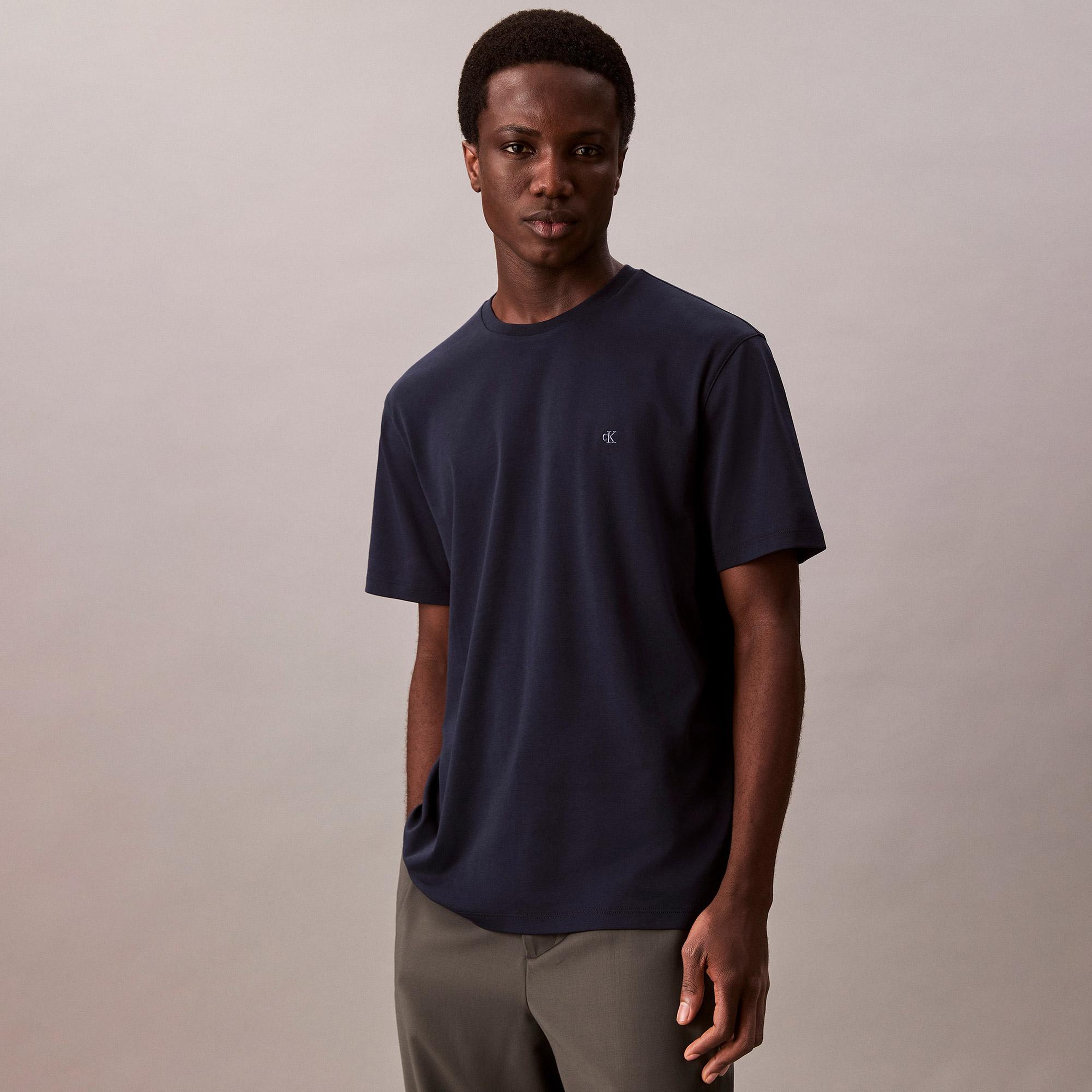 Calvin Klein Supima Chest Erkek Lacivert T-Shirt