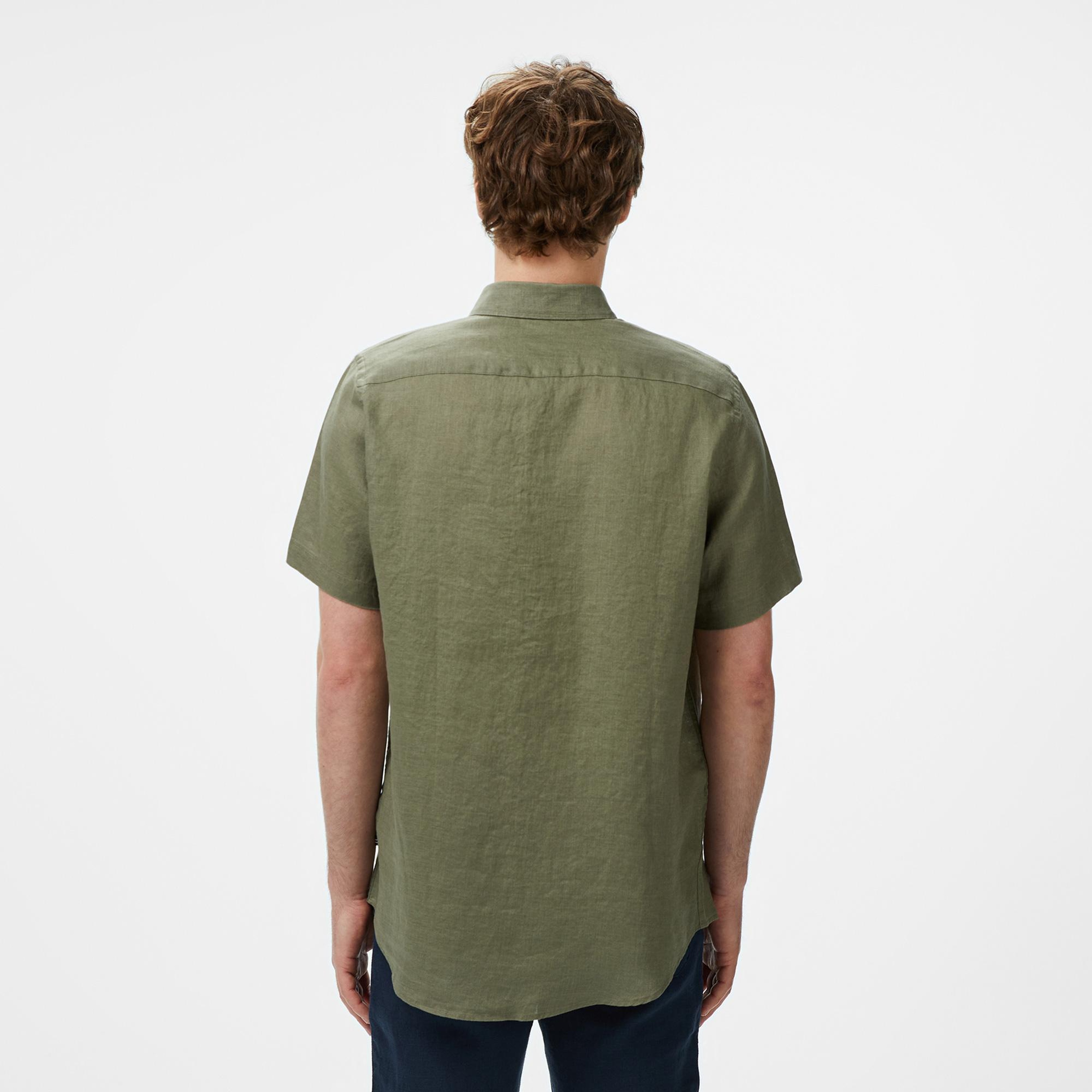 Nautica Erkek Haki Classic Fit Keten Gömlek