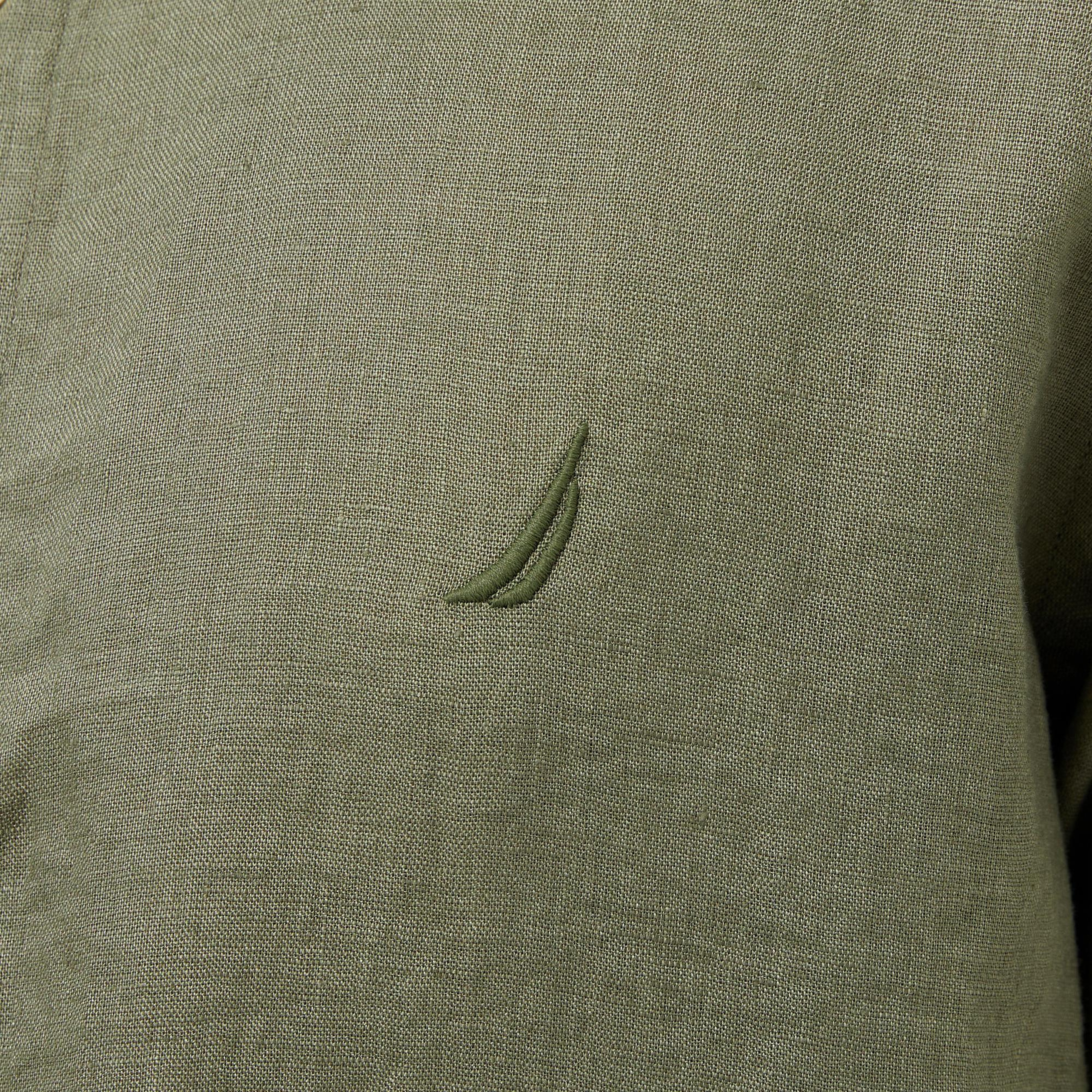 Nautica Erkek Haki Classic Fit Keten Gömlek