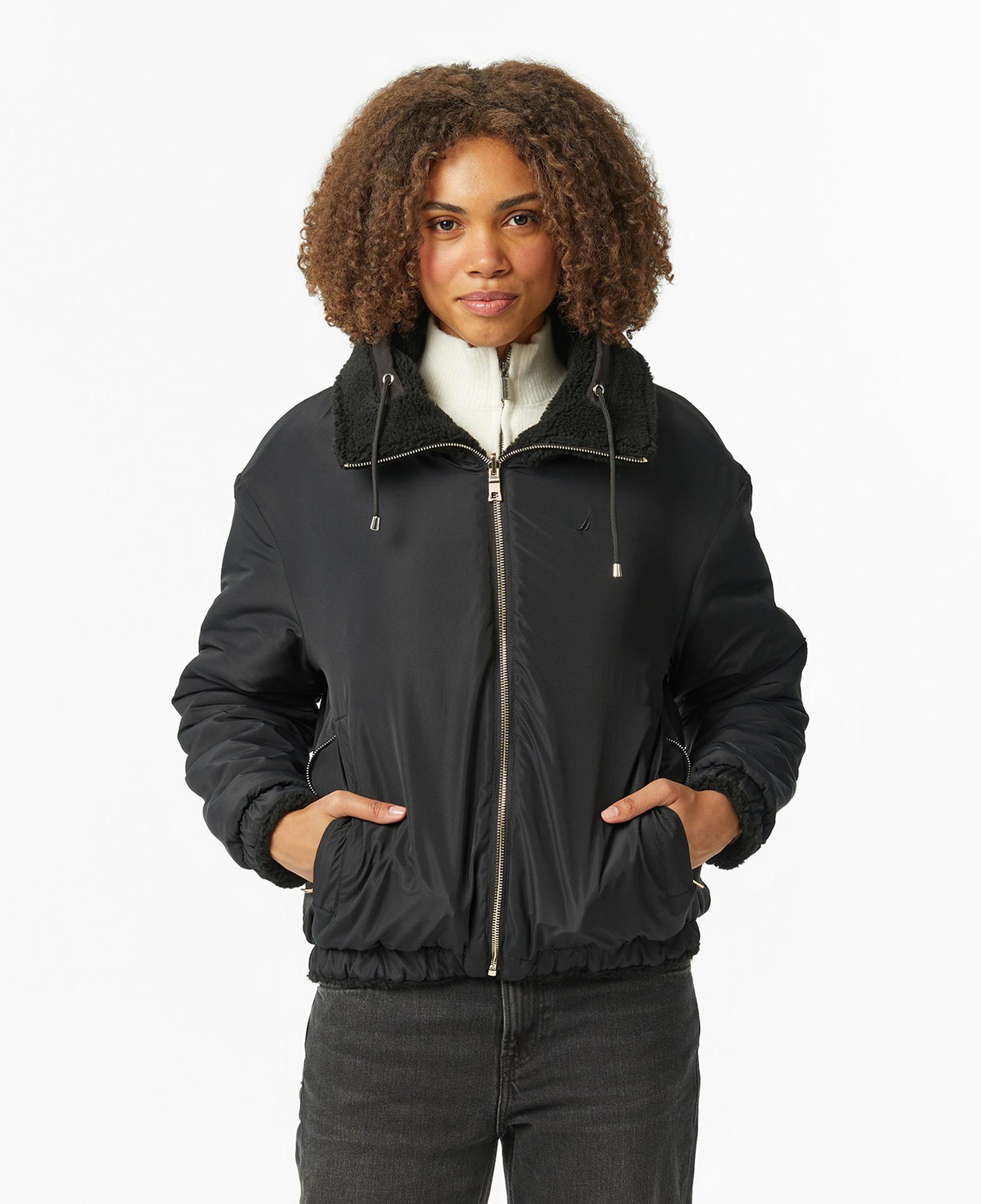 Nautica Kadın Siyah Regular Fit Çift Taraflı Mont