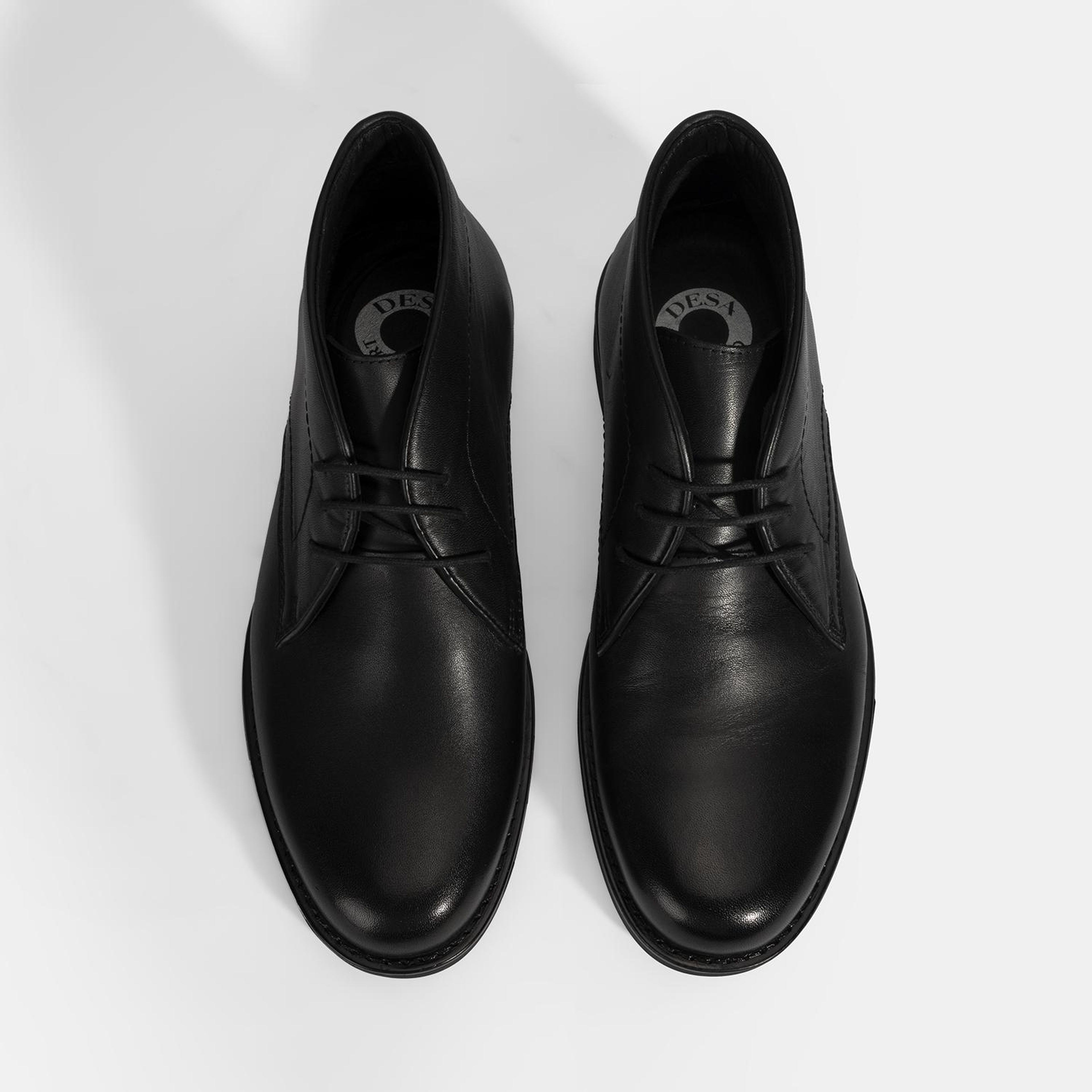 Erkek Siyah DesaComfort Bağcıklı Deri Bot