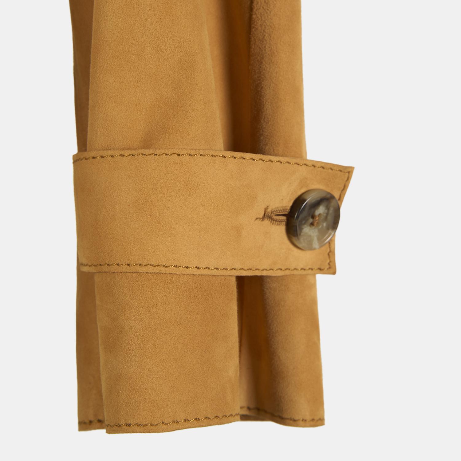 Limited Edition Kadın Turuncu Belden Bağlamalı Süet Kısa Trençkot