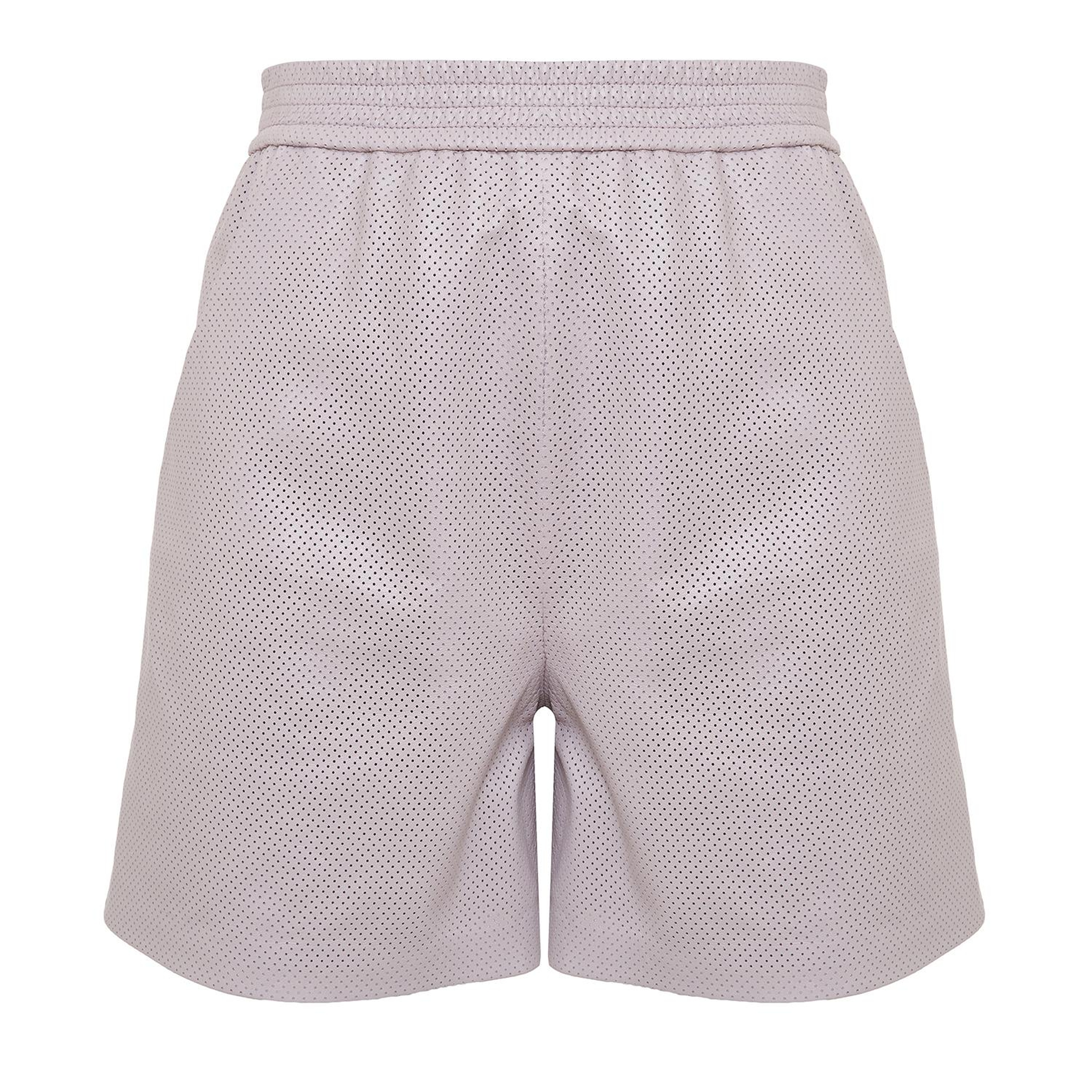 Ines Light Rose Kadın Yüksek Bel Perforeli Deri Şort