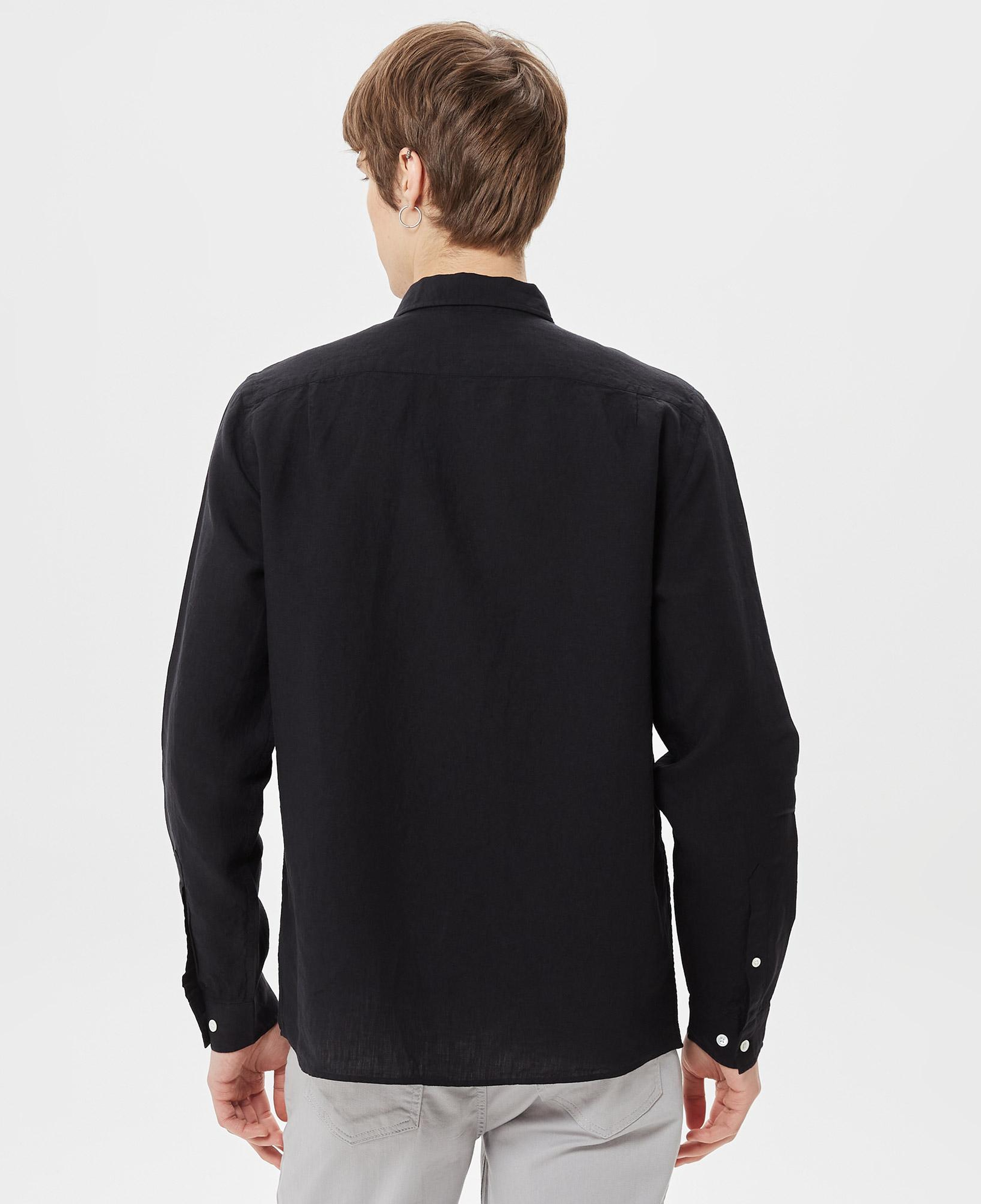 Lacoste Erkek Regular Fit Düğmeli Yaka Keten Siyah Gömlek