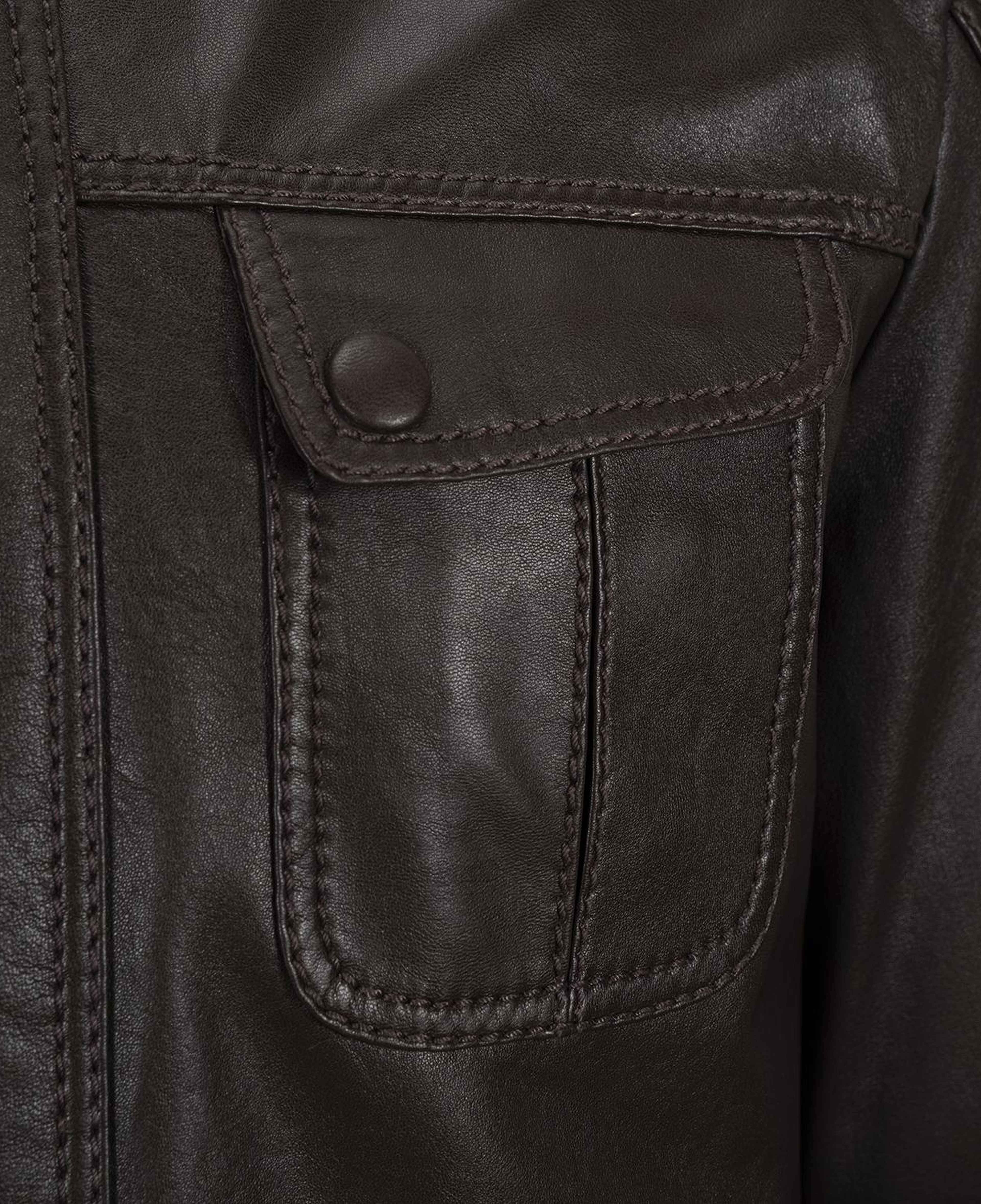 Erkek Koyu Kahve Hakim Yakalı Deri Ceket