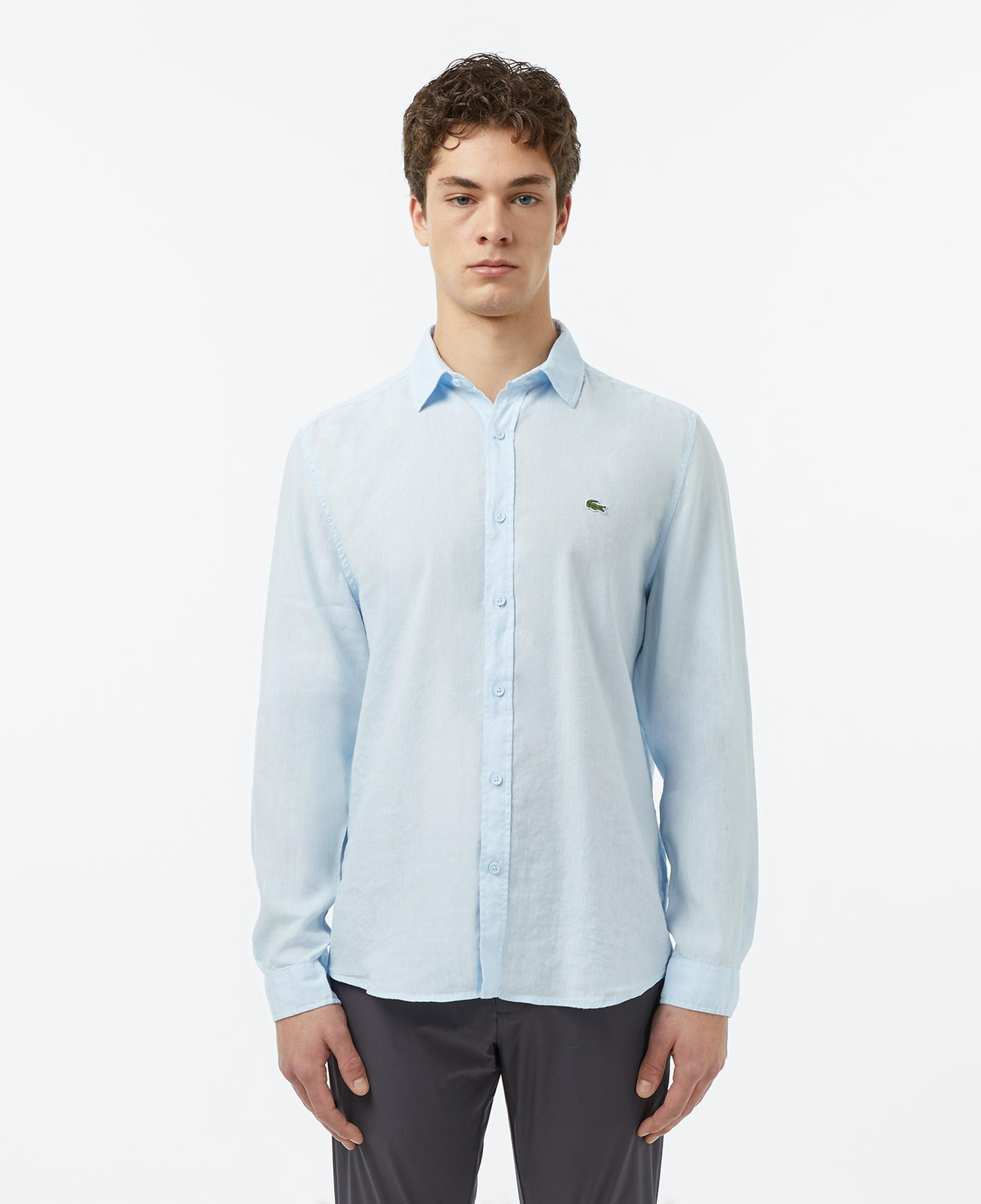 Lacoste Erkek Regular Fit Keten Açık Mavi Gömlek